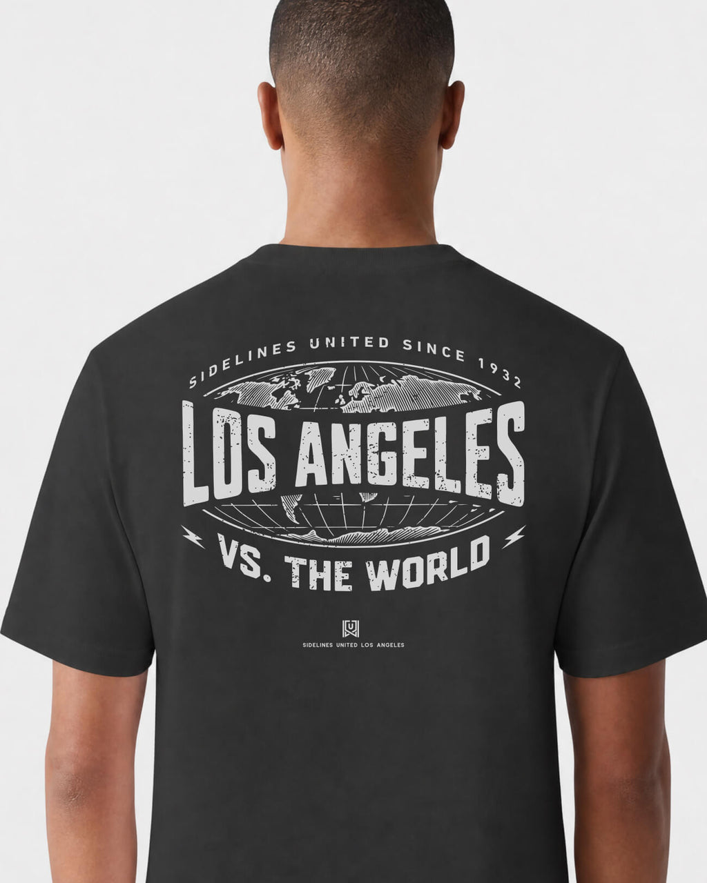 LA VS the World Atlas Tee - Washed Black / White - Flatlay
