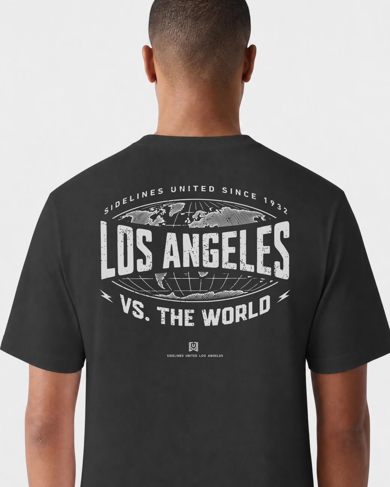 LA VS the World Atlas Tee - Washed Black / White - Flatlay