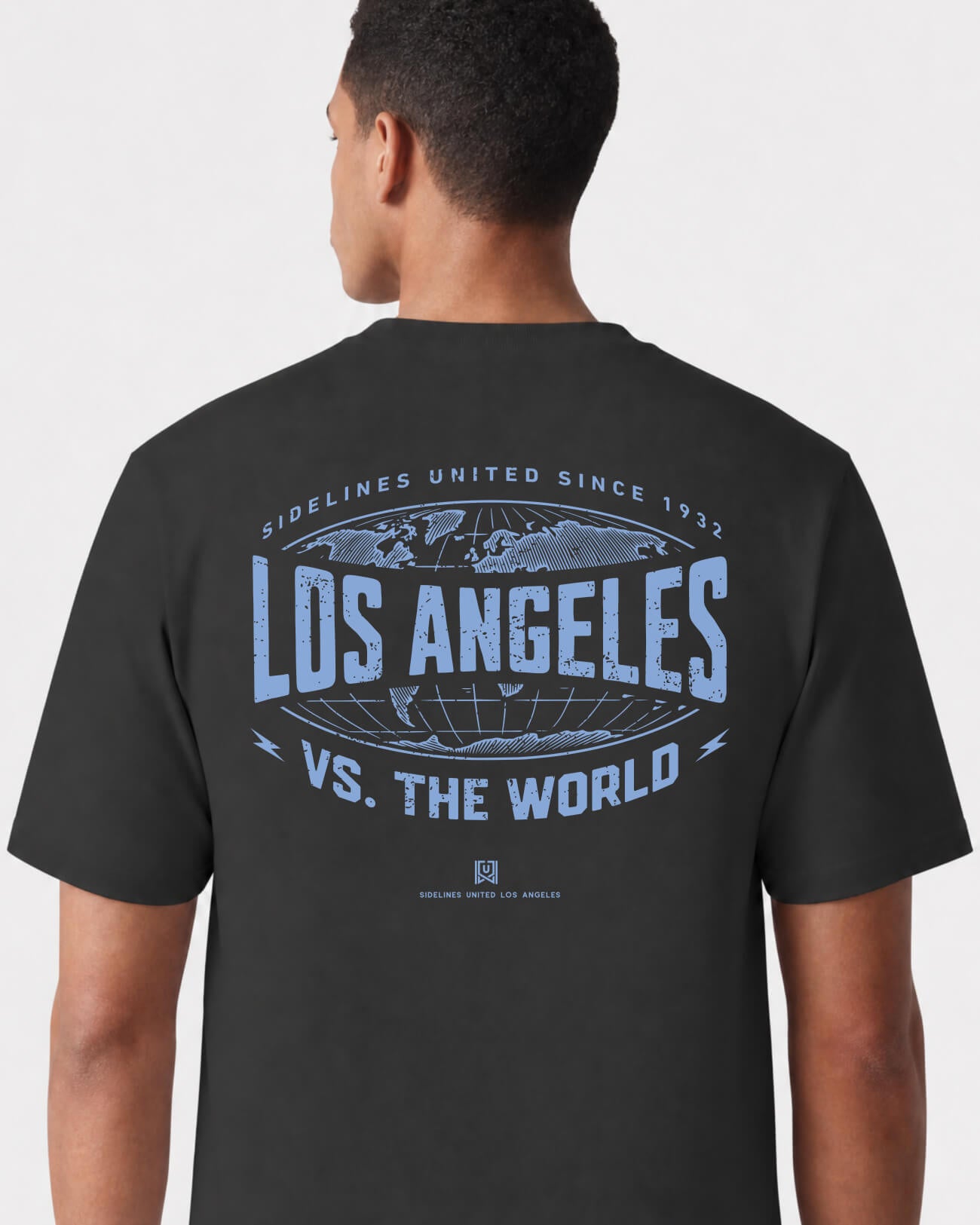LA VS the World Atlas Tee - Washed Black / Blue - Flatlay