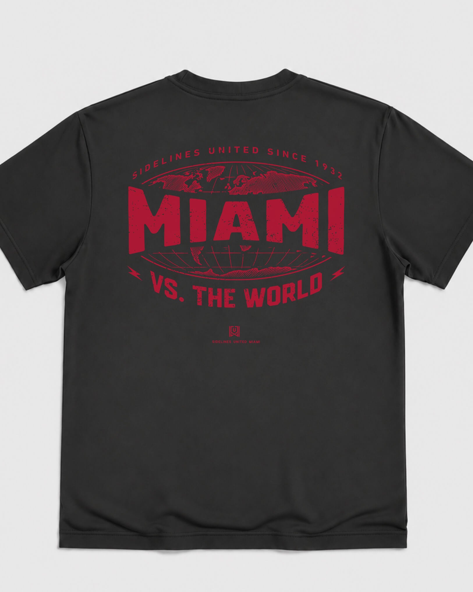 MIA VS the World Atlas Tee - Washed Black / Red - Flatlay