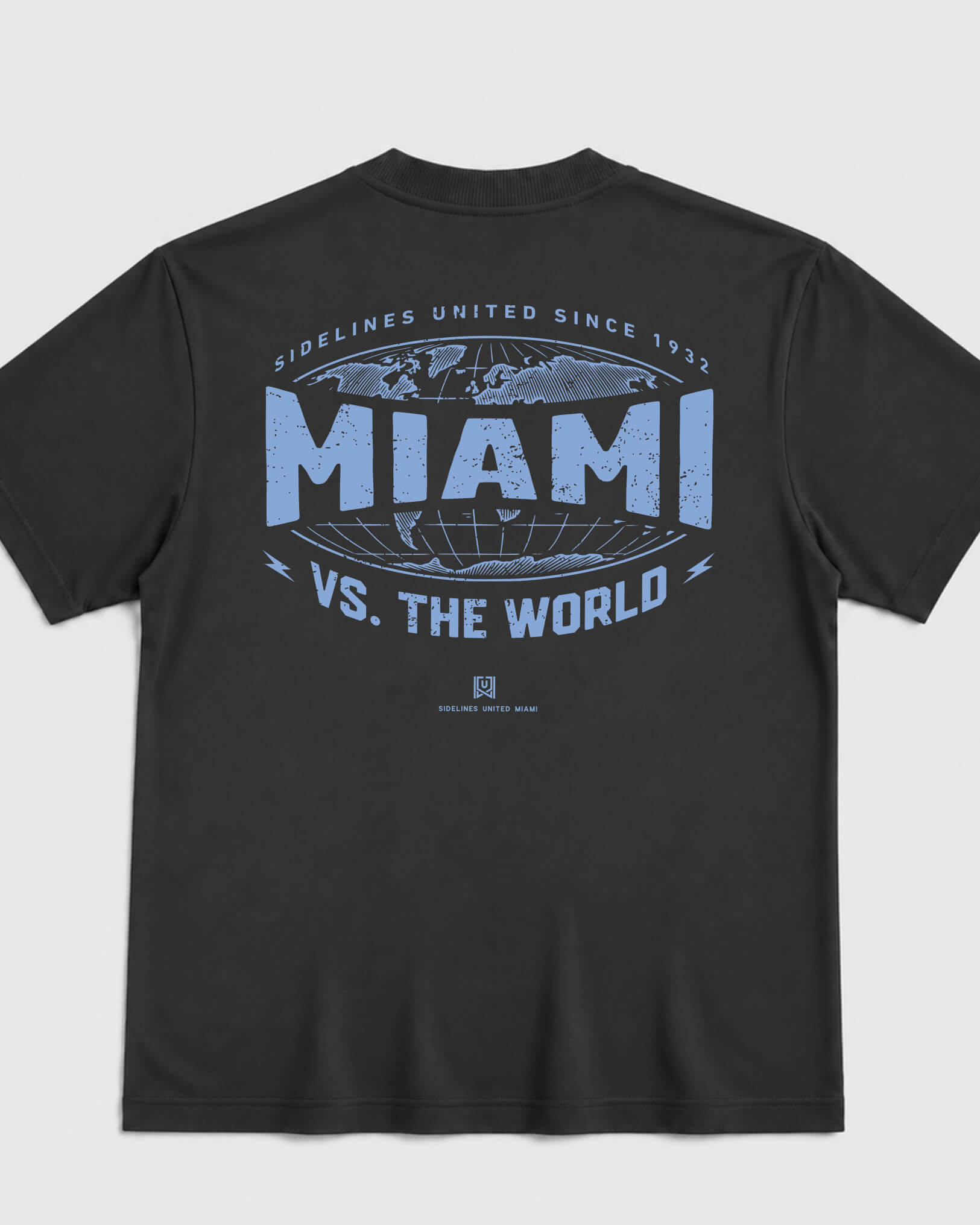 MIA VS the World Atlas Tee - Washed Black / Blue - Flatlay