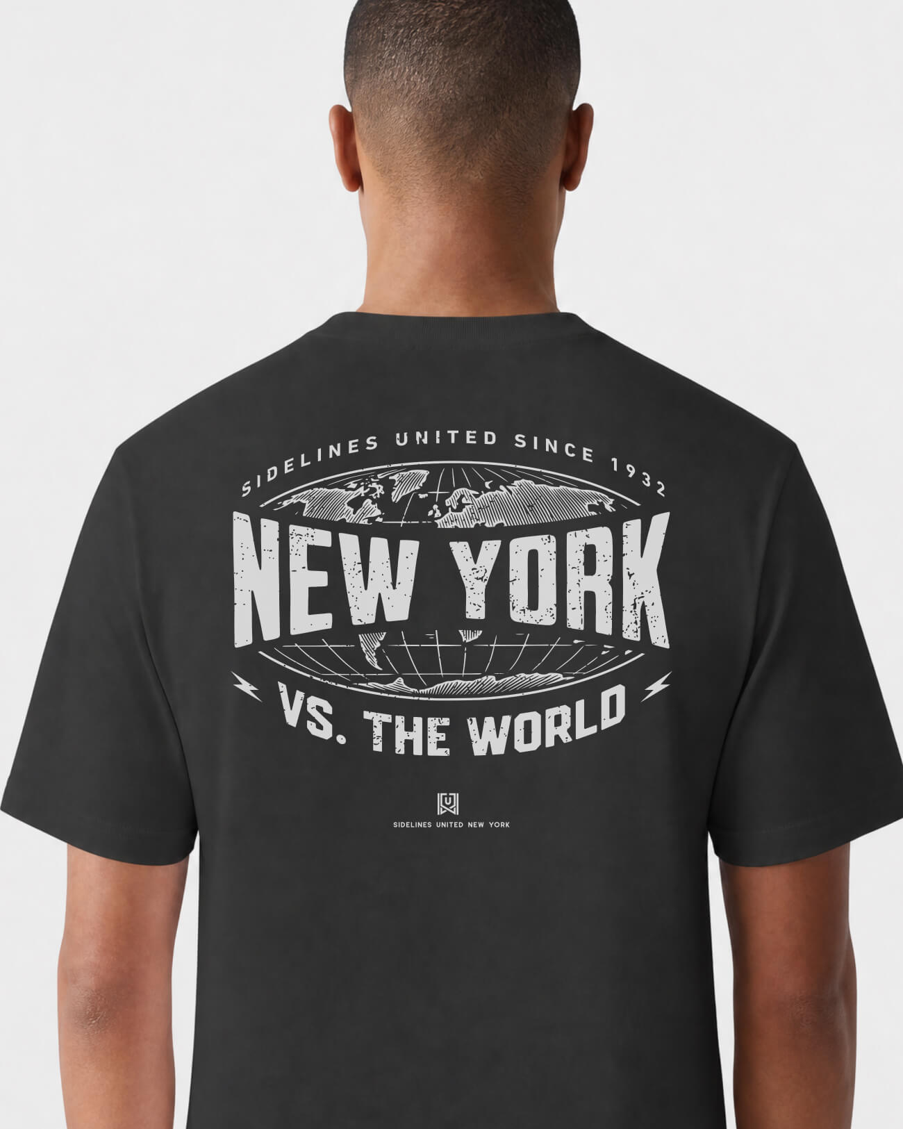 NY VS the World Atlas Tee - Washed Black / White - Flatlay