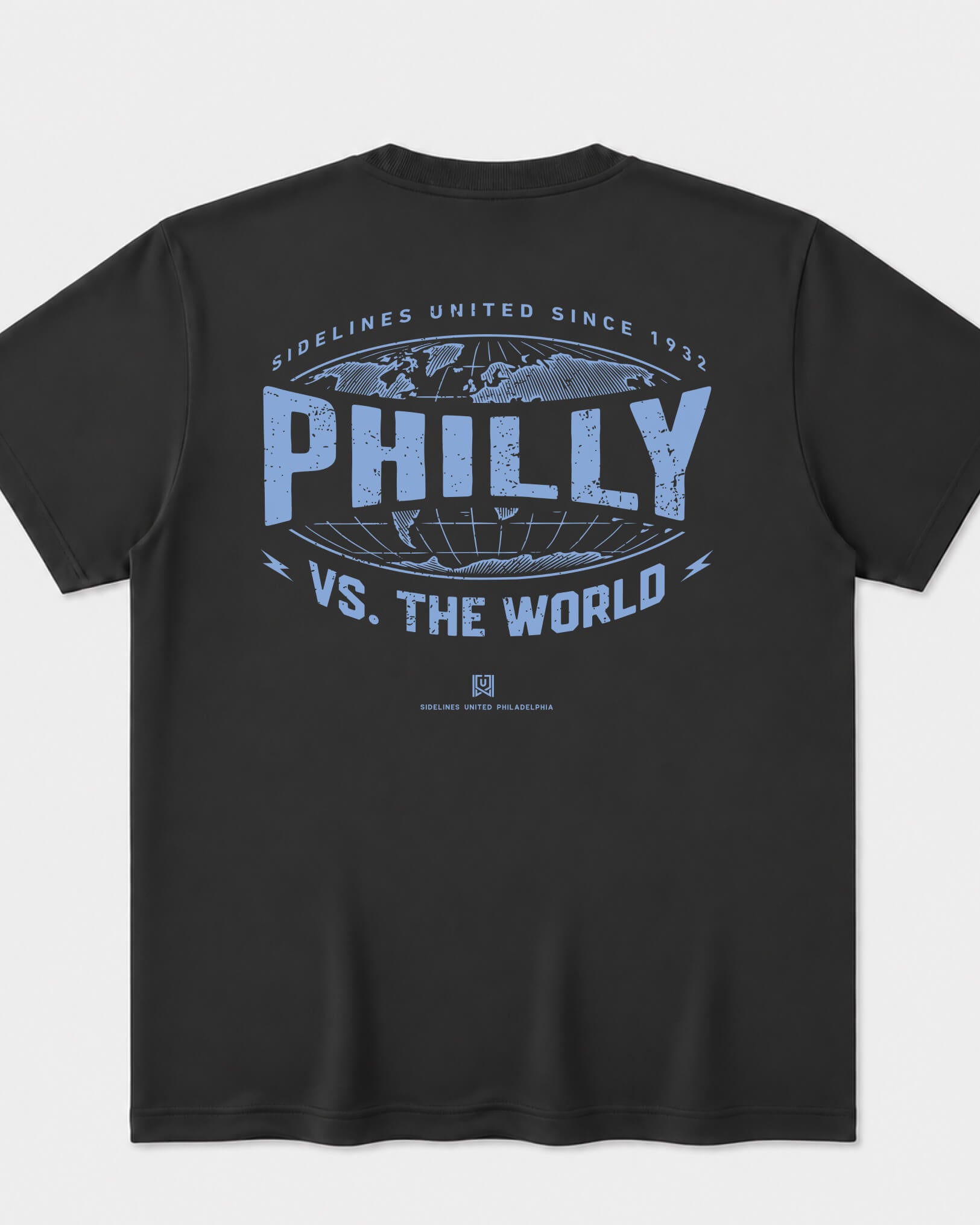 Philly VS the World Atlas Tee - Washed Black / Blue - Flatlay
