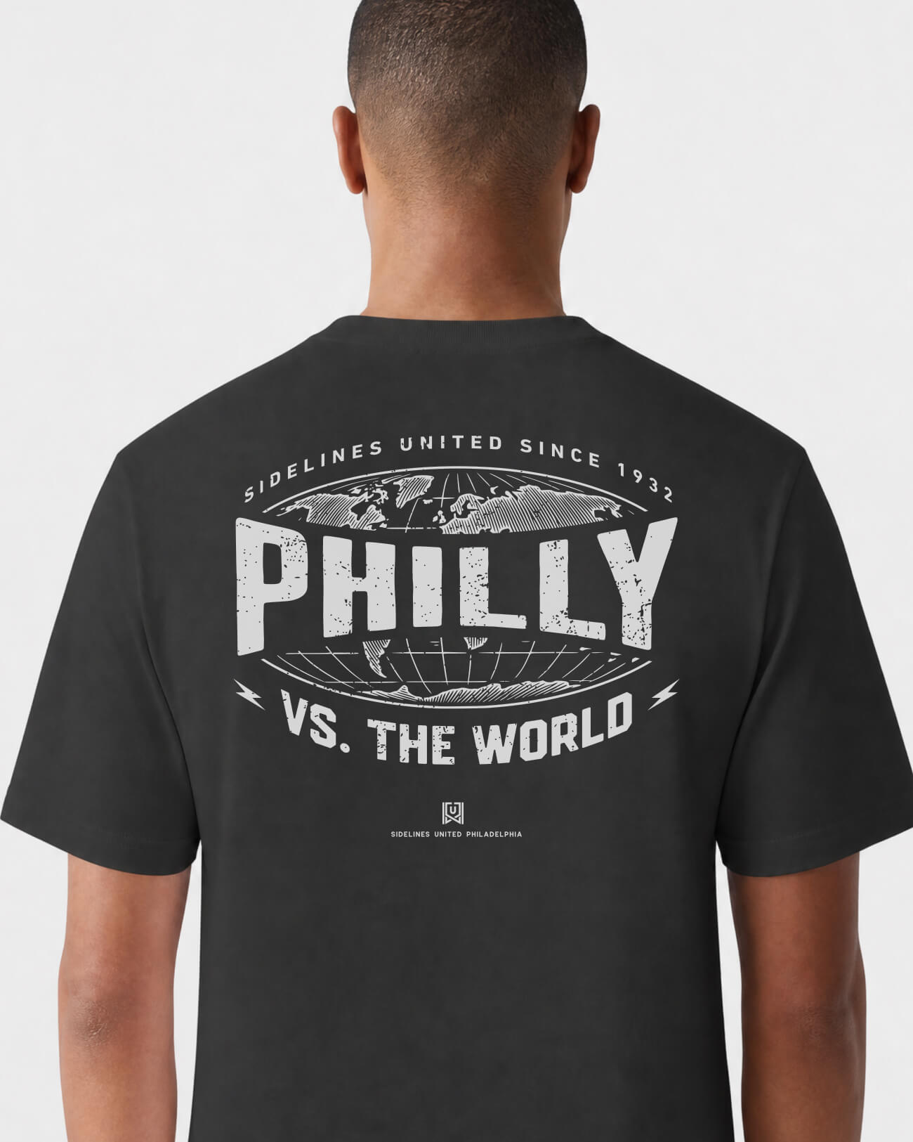 Philly VS the World Atlas Tee - Washed Black / White - Flatlay