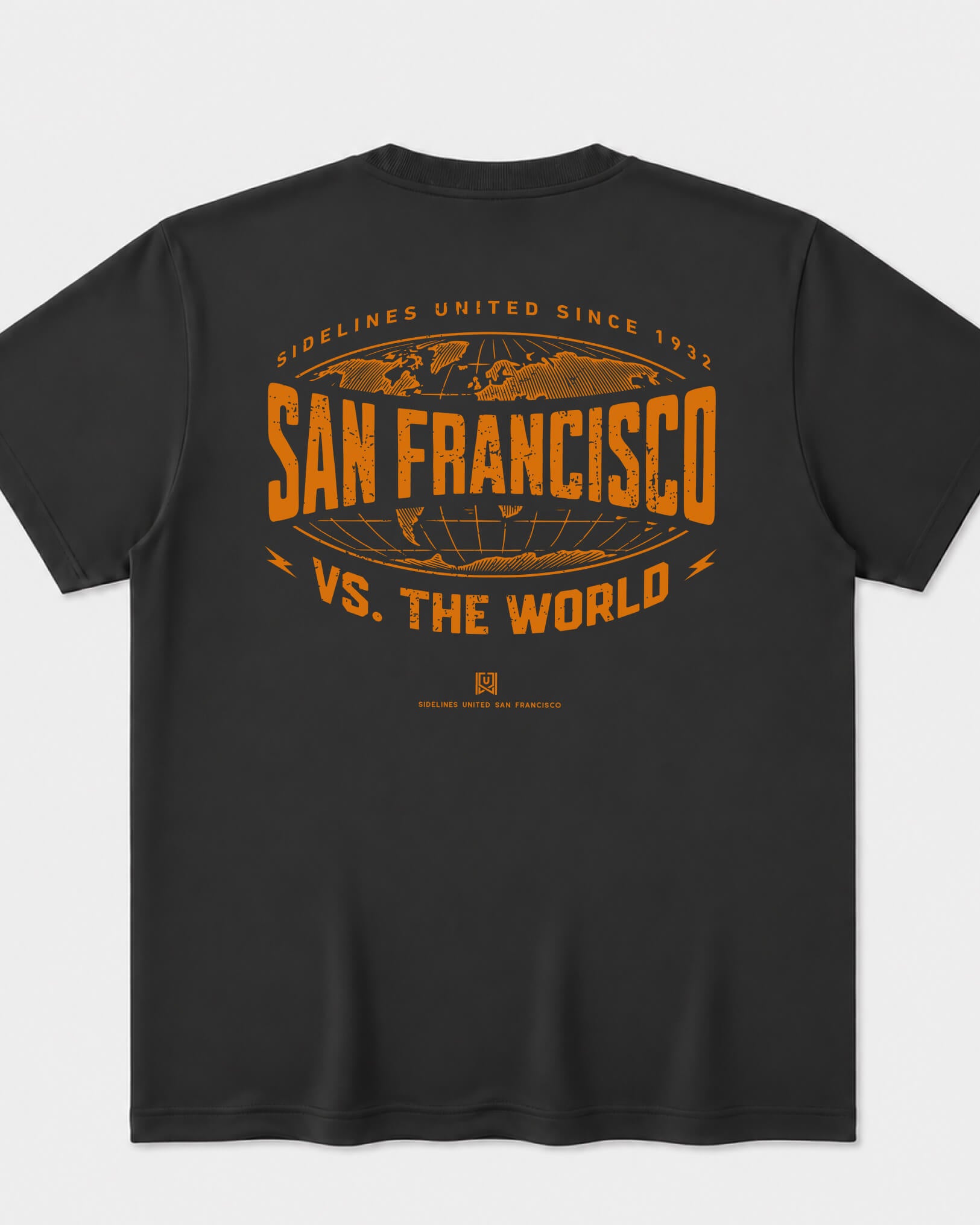 SF VS the World Atlas Tee - Washed Black / Orange - Flatlay