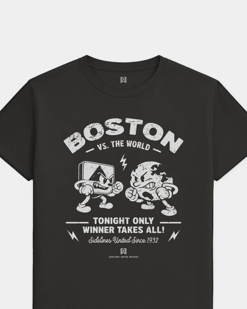 BOS VS the World Clash Tee - Washed Black / White - Flatlay