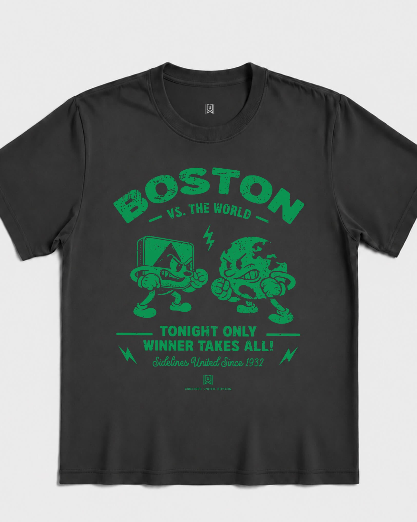 BOS VS the World Clash Tee - Washed Black / Green - Flatlay