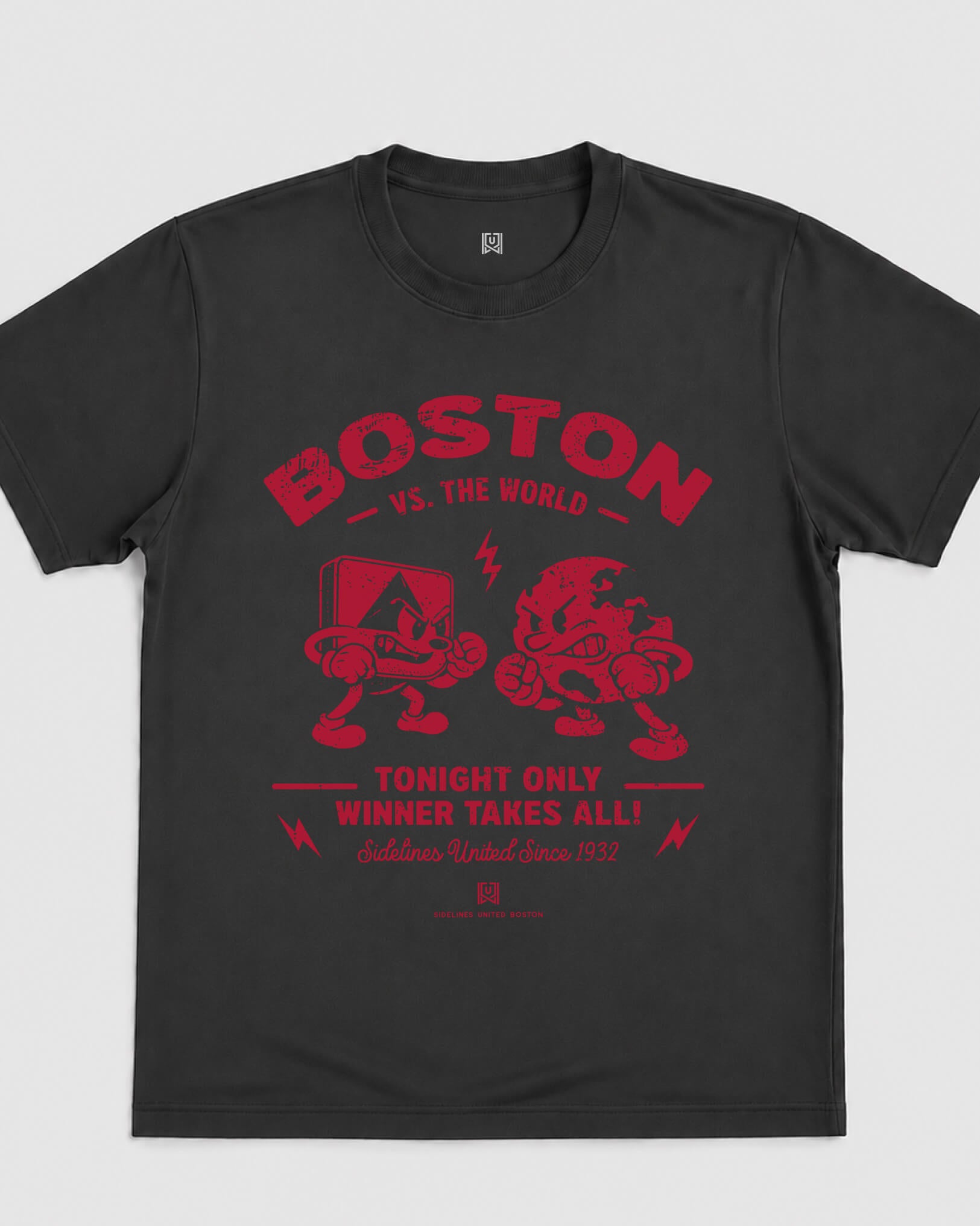BOS VS the World Clash Tee - Washed Black / Red - Flatlay