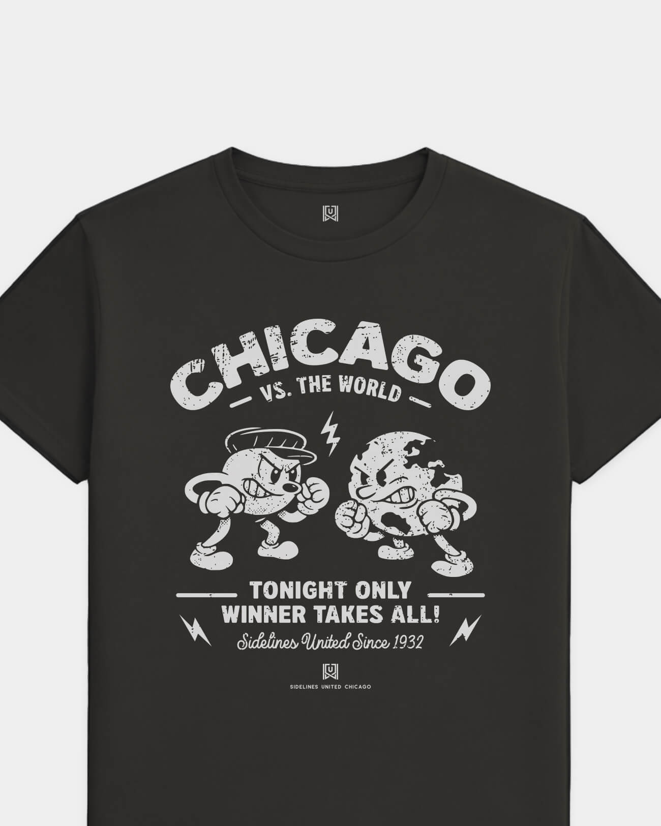 CHI VS the World Clash Tee - Washed Black / White - Flatlay