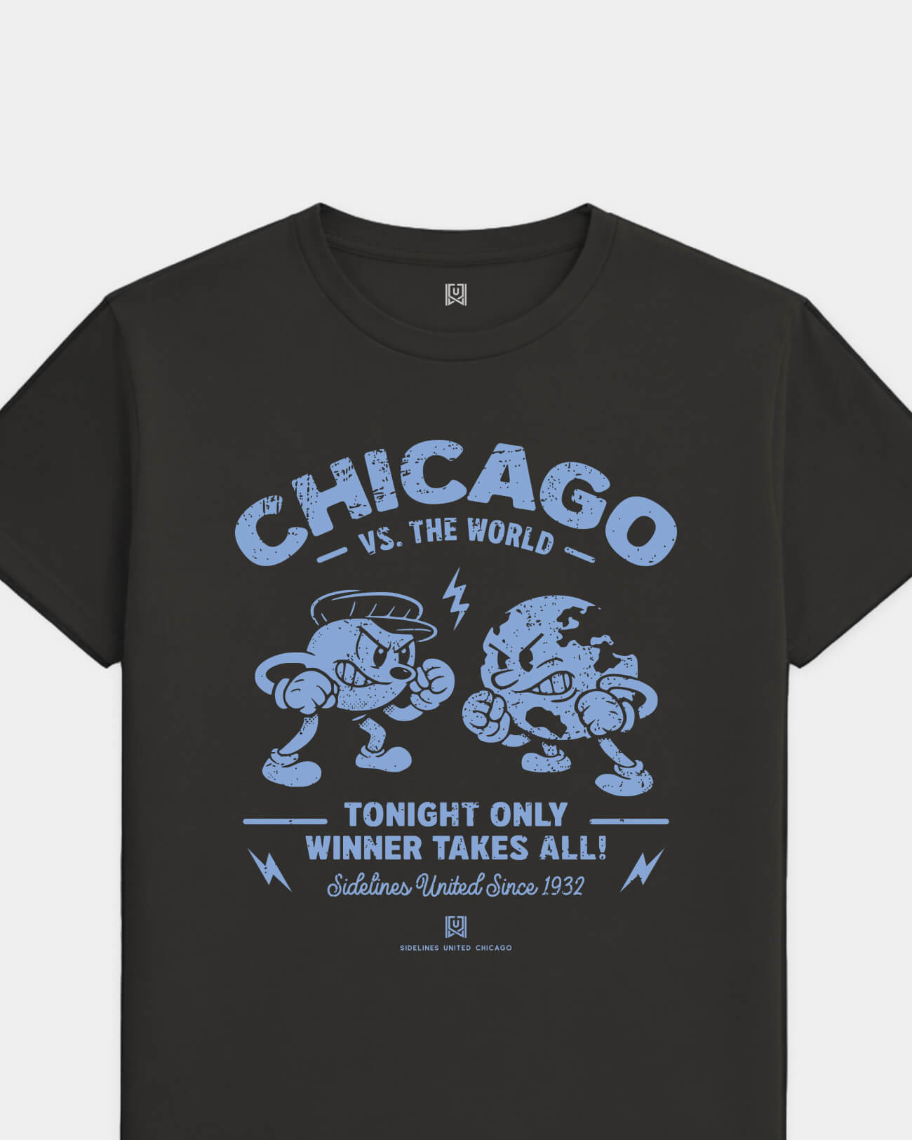CHI VS the World Clash Tee - Washed Black / Blue - Flatlay
