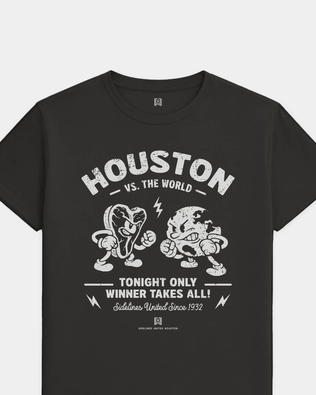 HOU VS the World Clash Tee - Washed Black / White - Flatlay