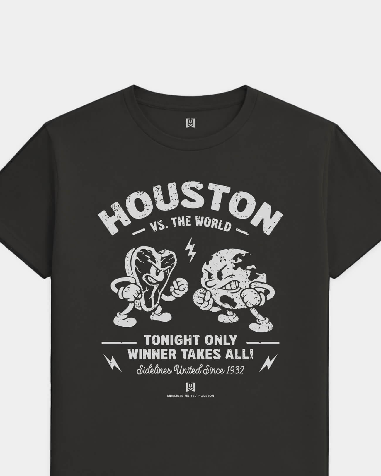 HOU VS the World Clash Tee - Washed Black / White - Flatlay
