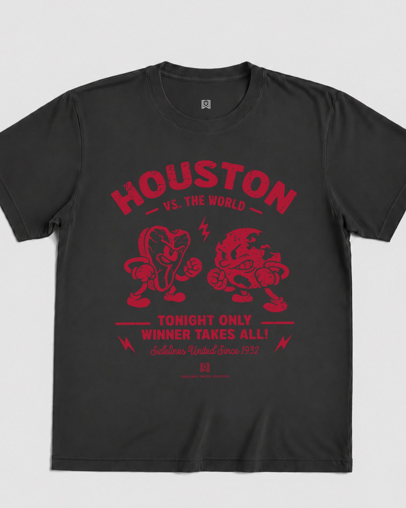 HOU VS the World Clash Tee - Washed Black / Red - Flatlay