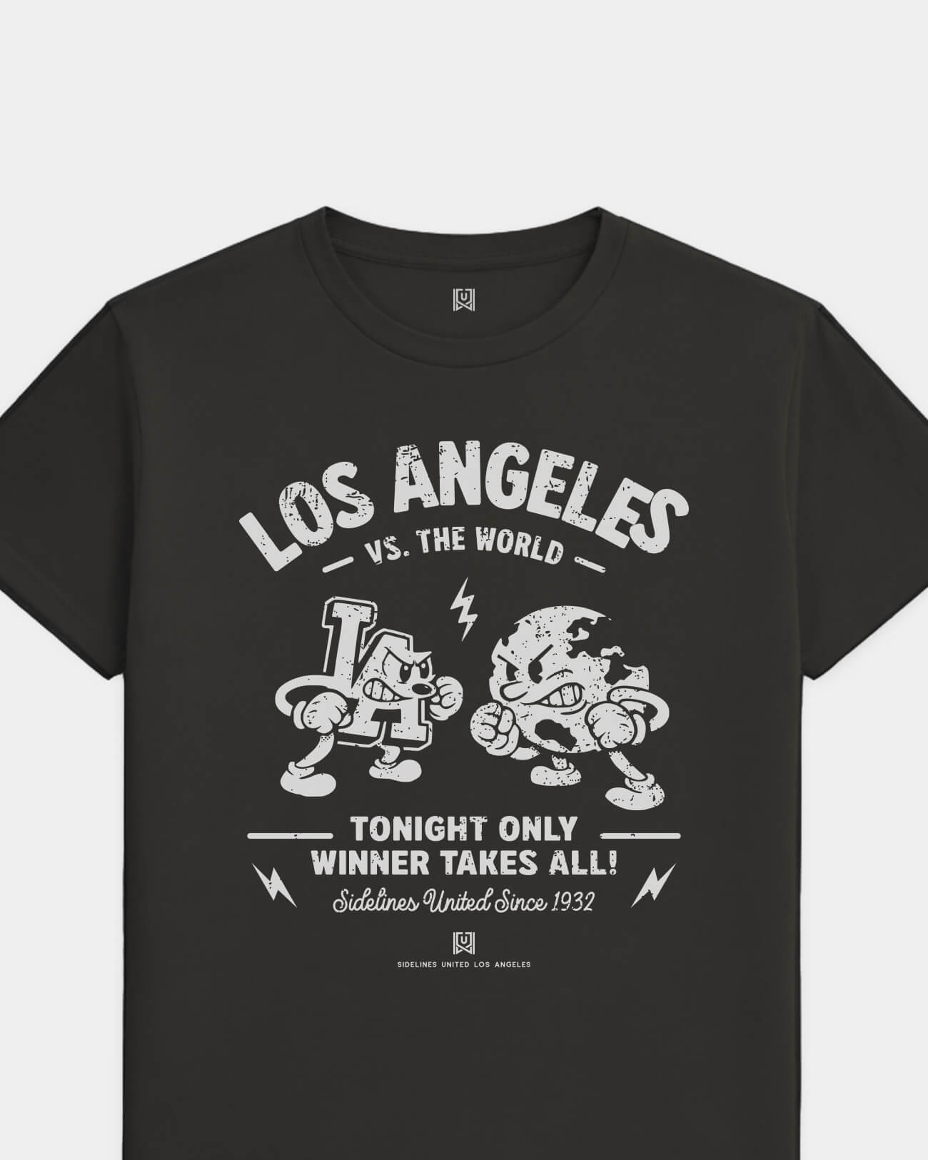 LA VS the World Clash Tee - Washed Black / White - Flatlay