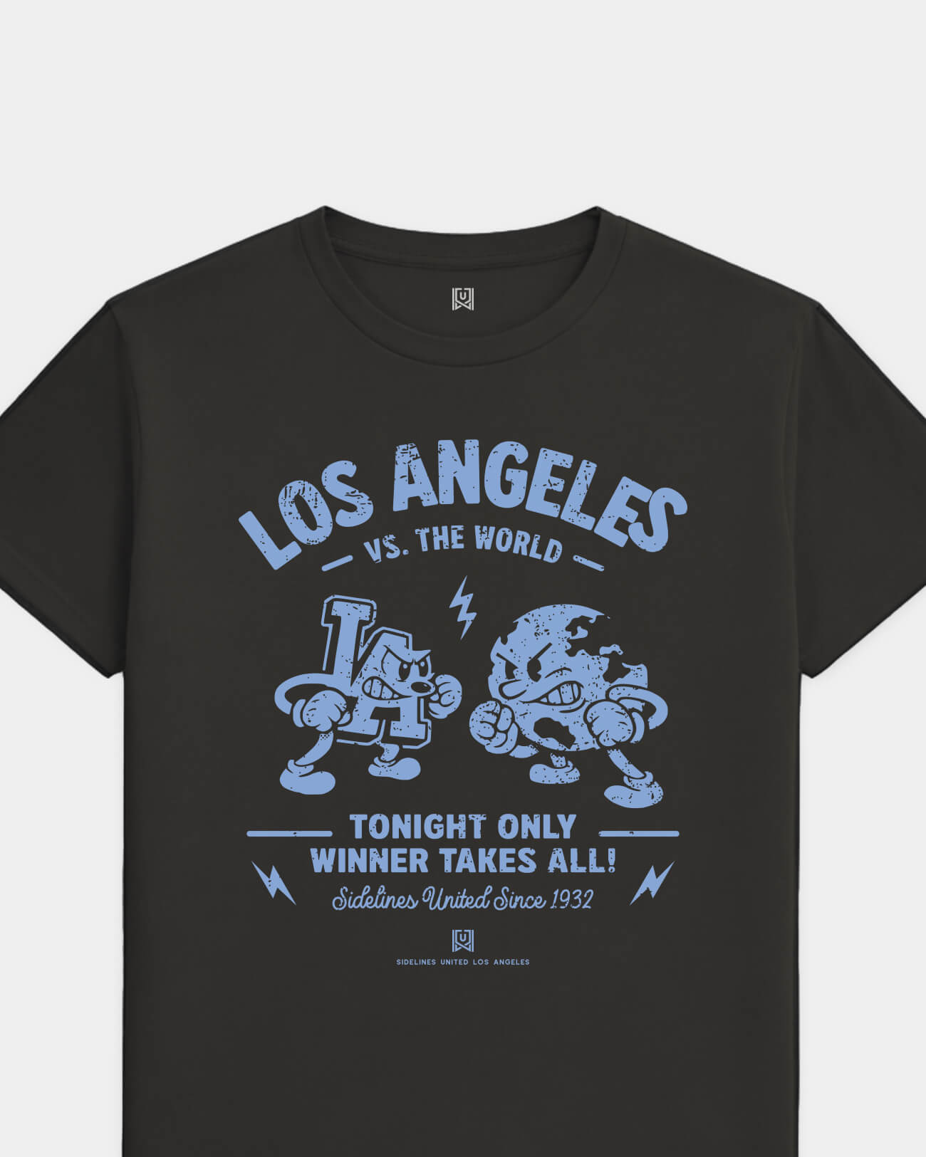 LA VS the World Clash Tee - Washed Black / Blue - Flatlay