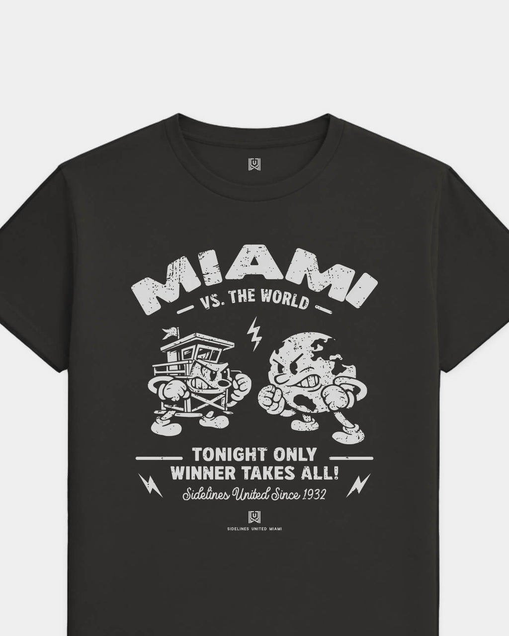 MIA VS the World Clash Tee - Washed Black / White - Flatlay
