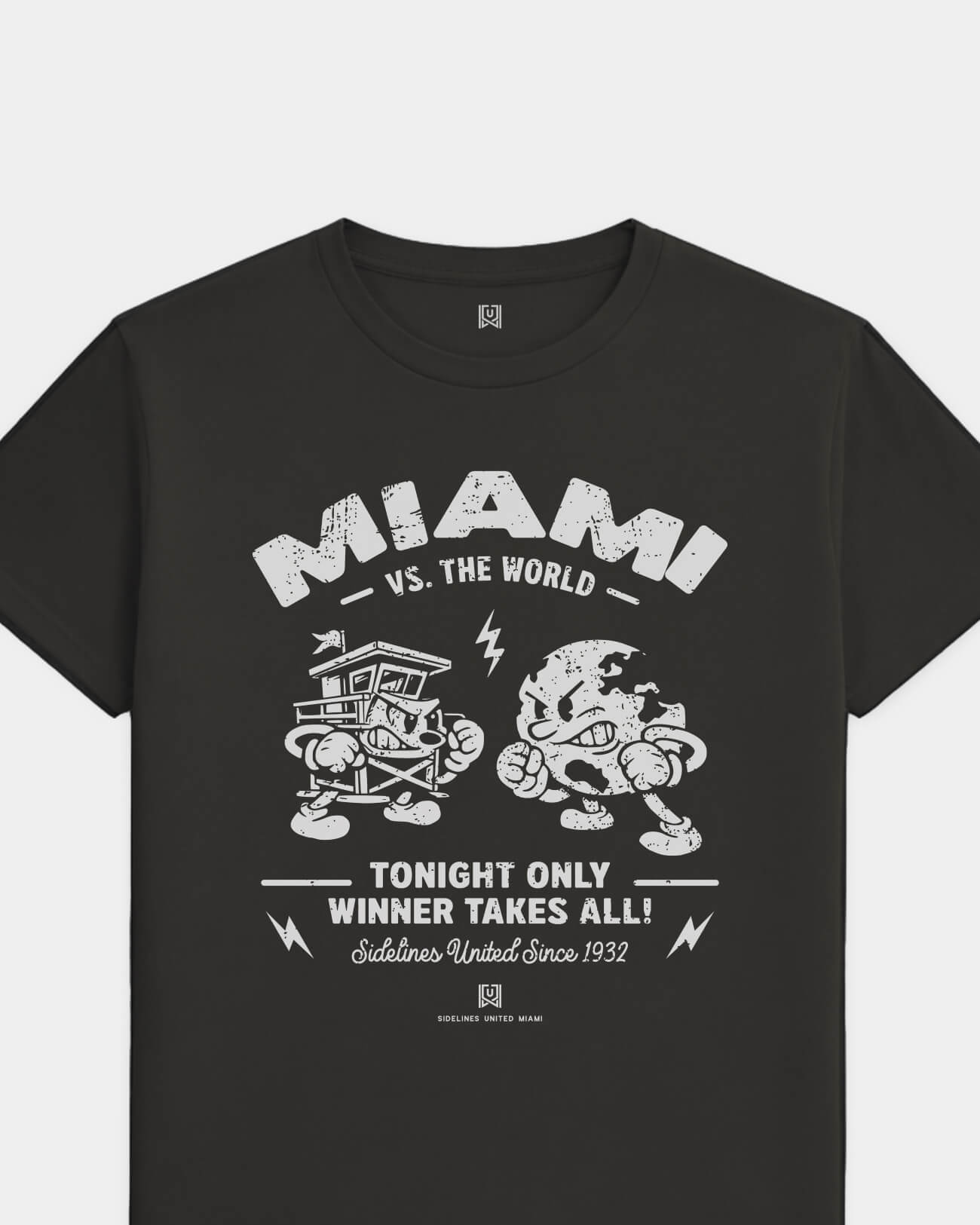 MIA VS the World Clash Tee - Washed Black / White - Flatlay
