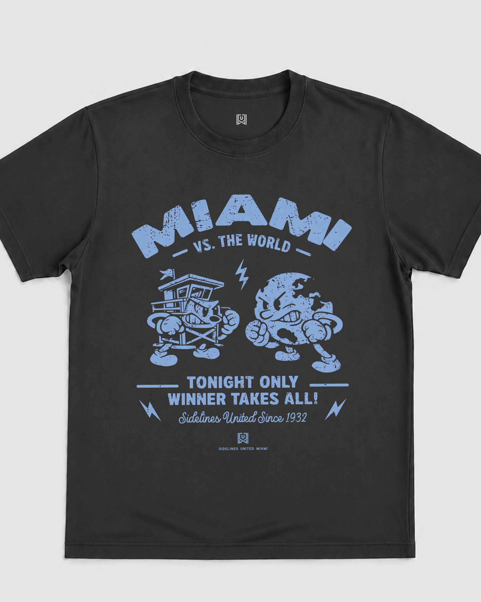 MIA VS the World Clash Tee - Washed Black / Blue - Flatlay