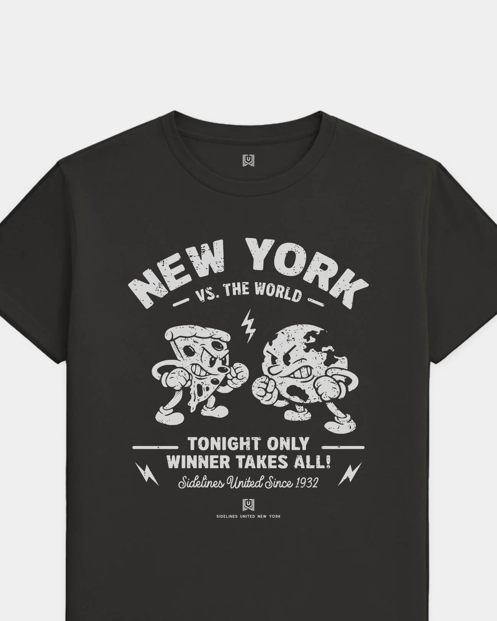 NY VS the World Clash Tee - Washed Black / White - Flatlay