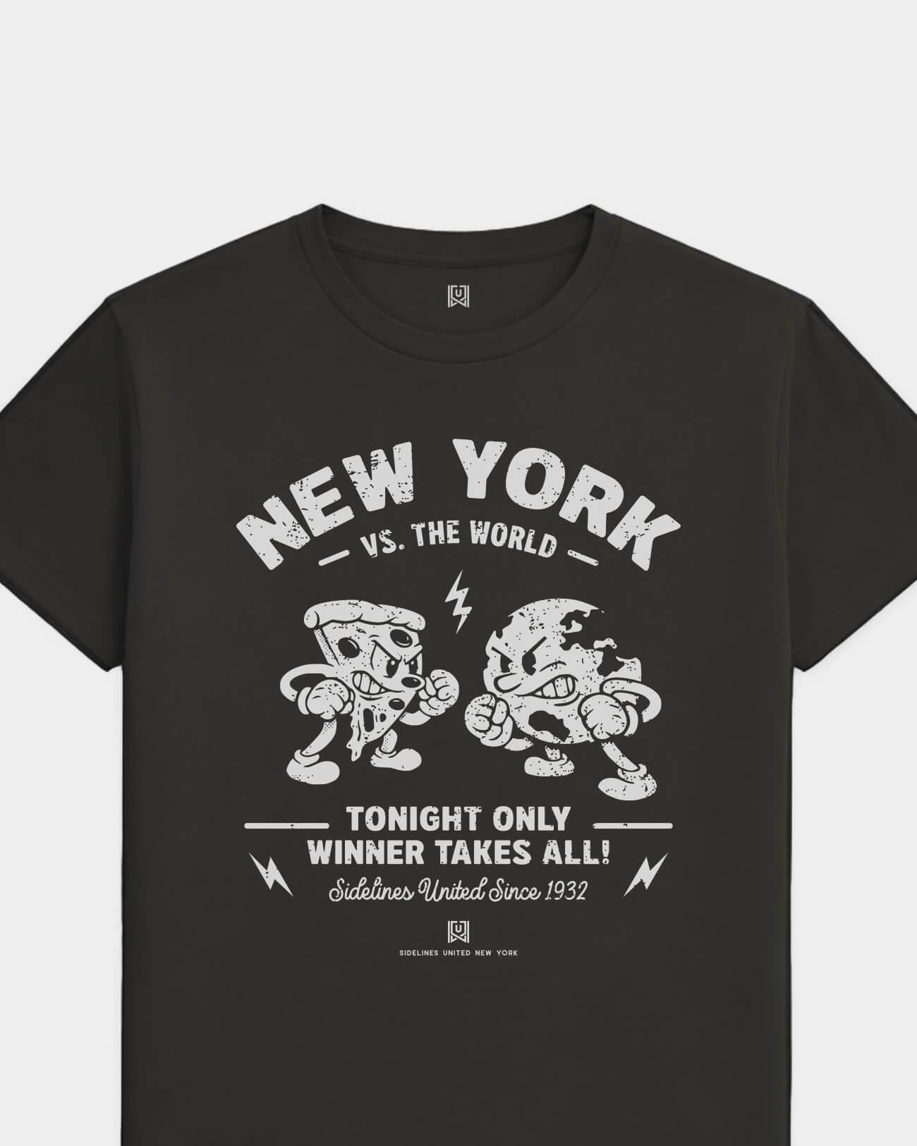 NY VS the World Clash Tee - Washed Black / White - Flatlay