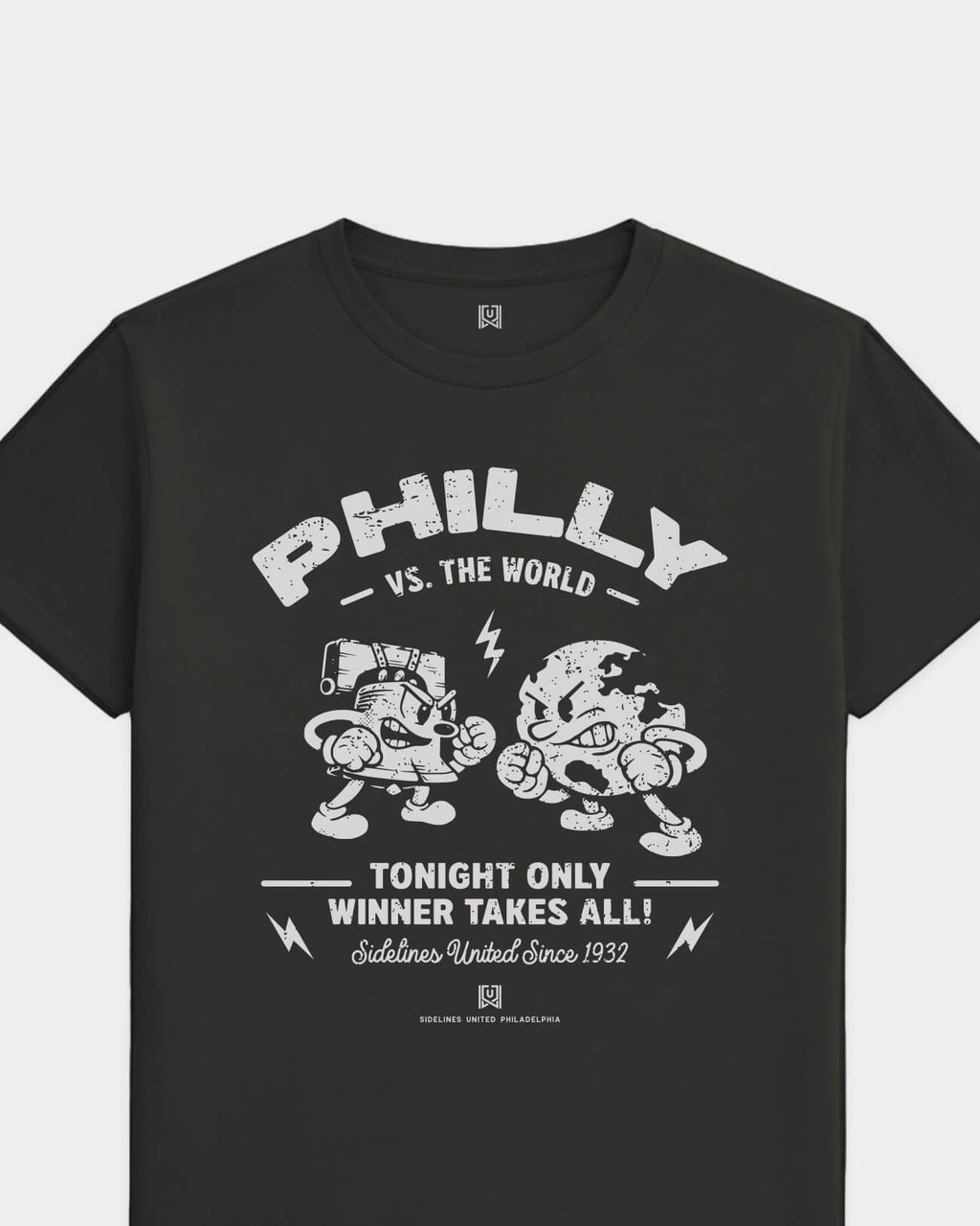 Philly VS the World Clash Tee - Washed Black / White - Flatlay