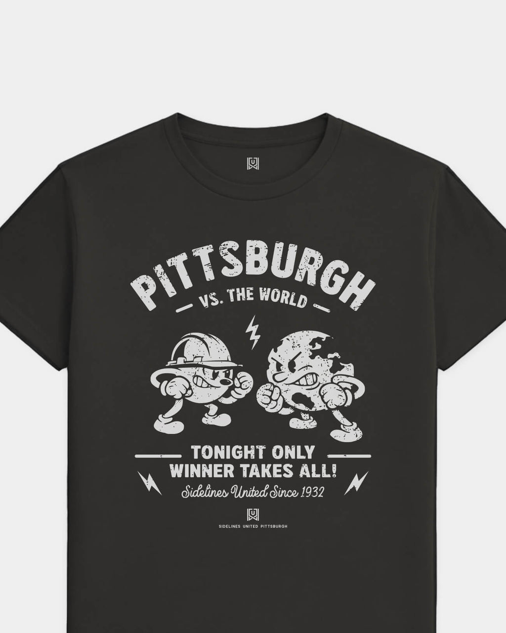 PGH VS the World Clash Tee - Washed Black / White - Flatlay