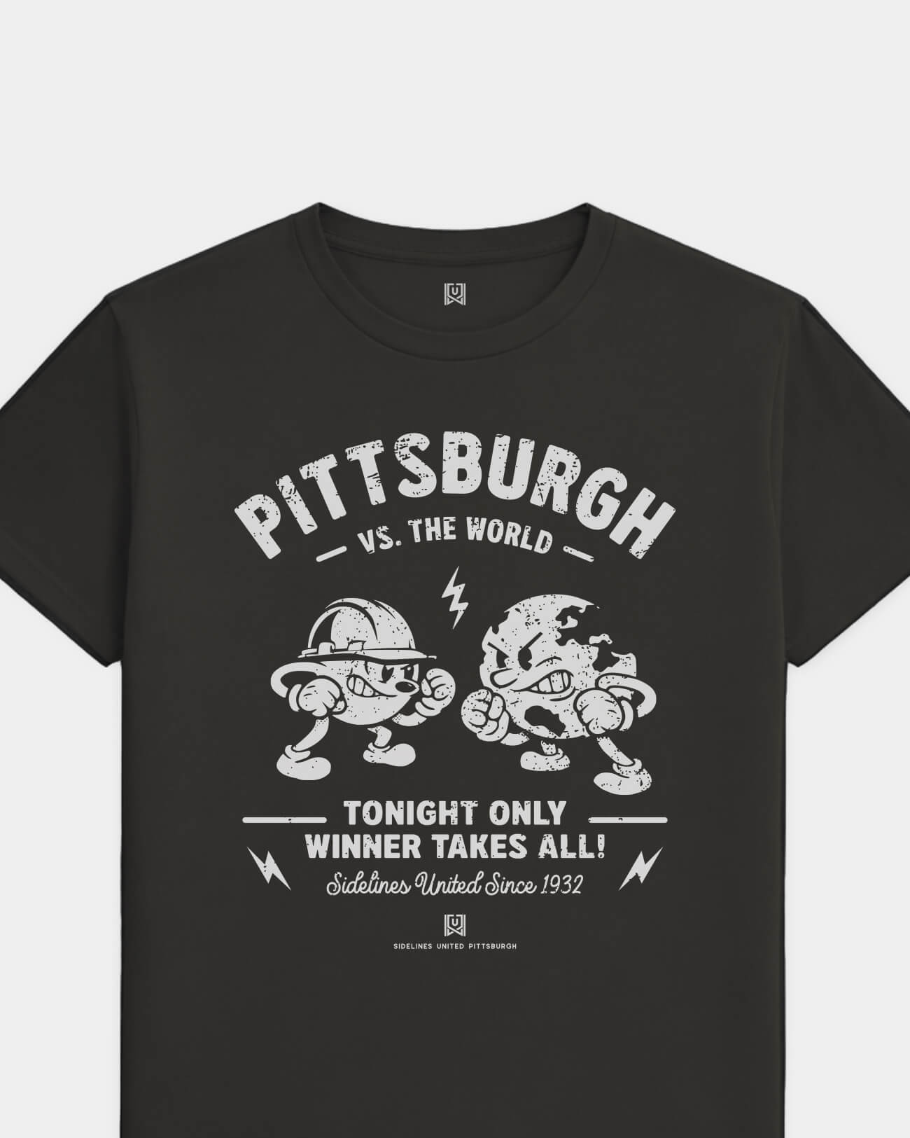 PGH VS the World Clash Tee - Washed Black / White - Flatlay