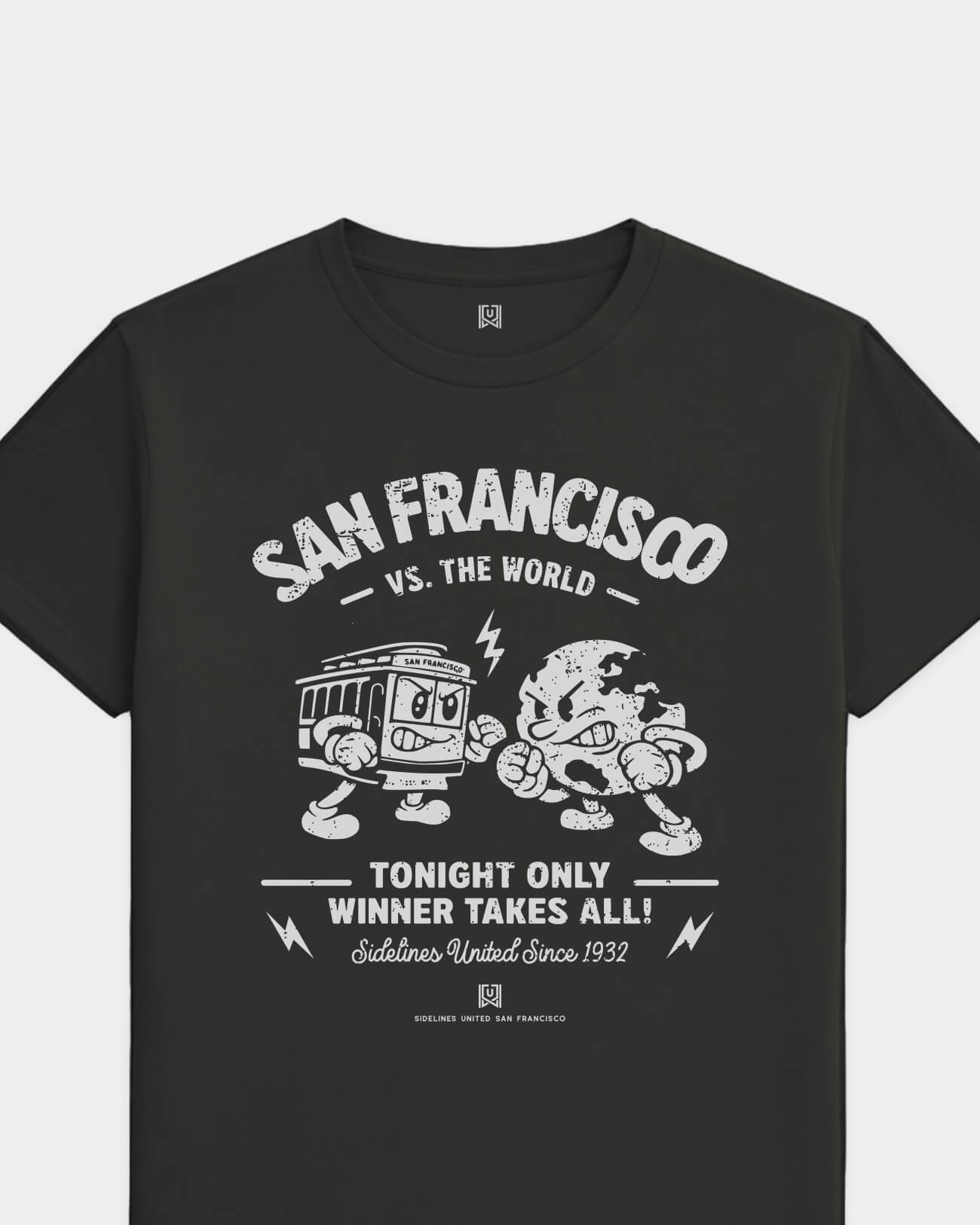 SF VS the World Clash Tee - Washed Black / White - Flatlay