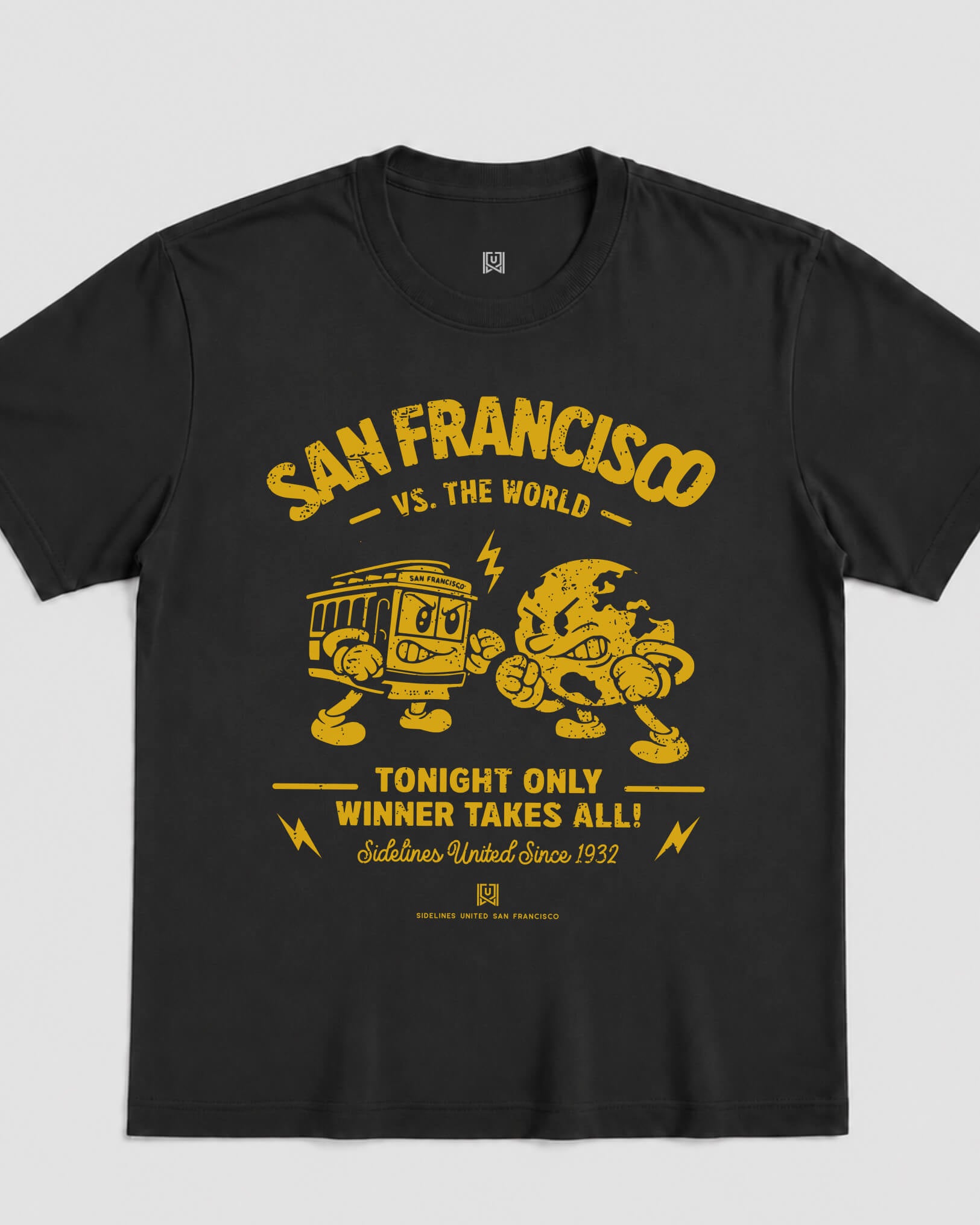 SF VS the World Clash Tee - Washed Black / Gold - Flatlay
