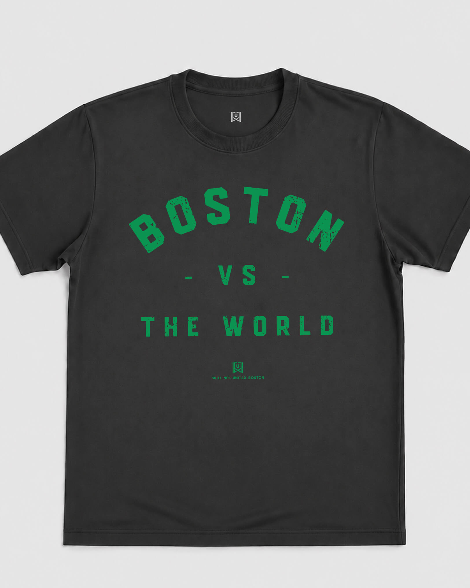 BOS VS the World Classic Tee - Washed Black / Green - Flatlay