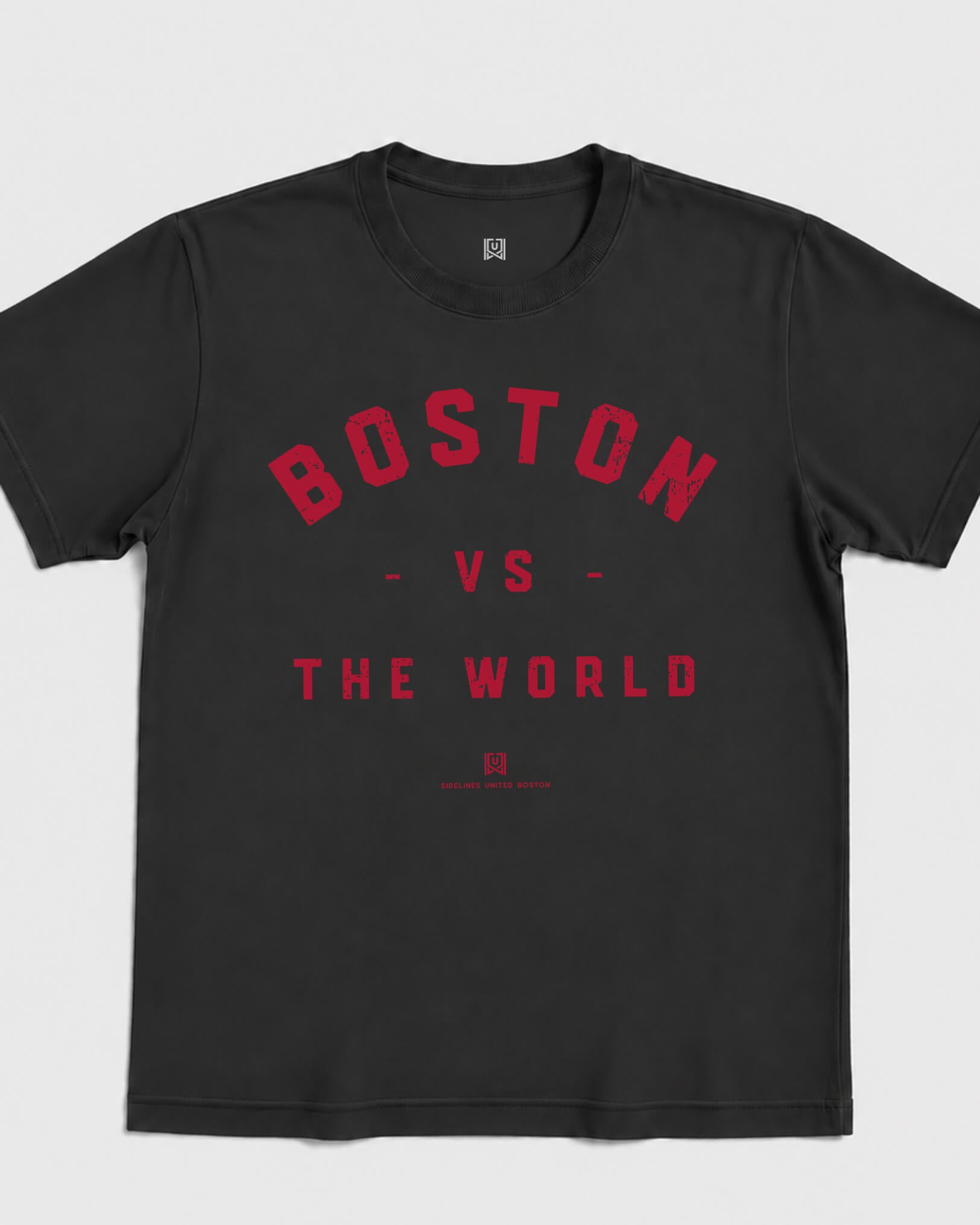 BOS VS the World Classic Tee - Washed Black / Red - Flatlay