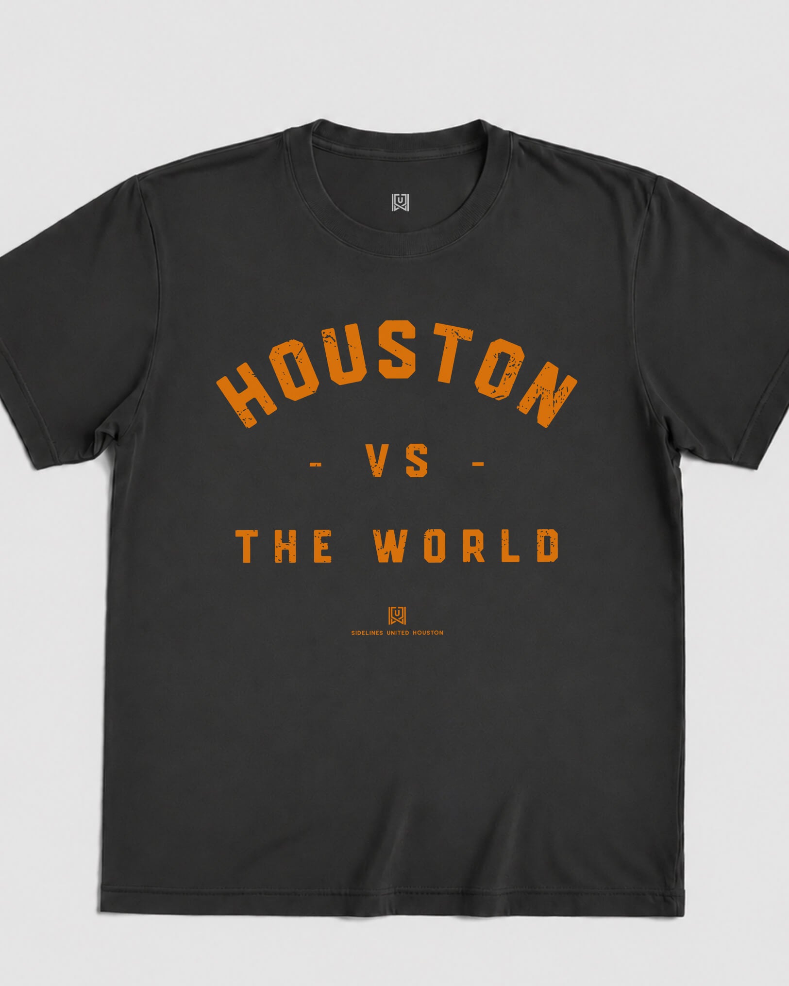 HOU VS the World Classic Tee - Washed Black / Orange - Flatlay