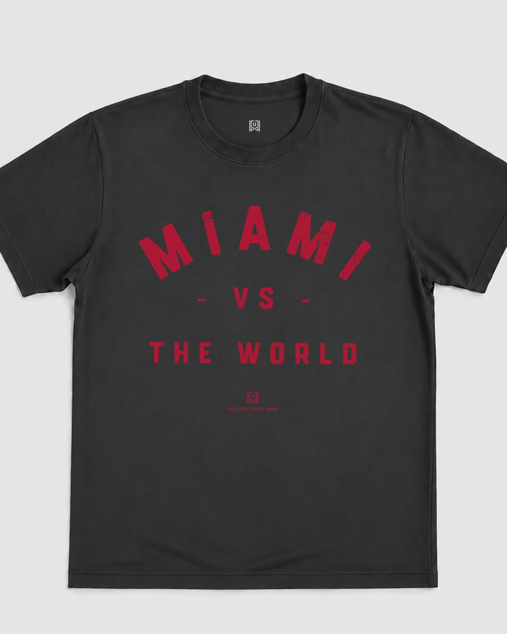 MIA VS the World Classic Tee - Washed Black / Red - Flatlay