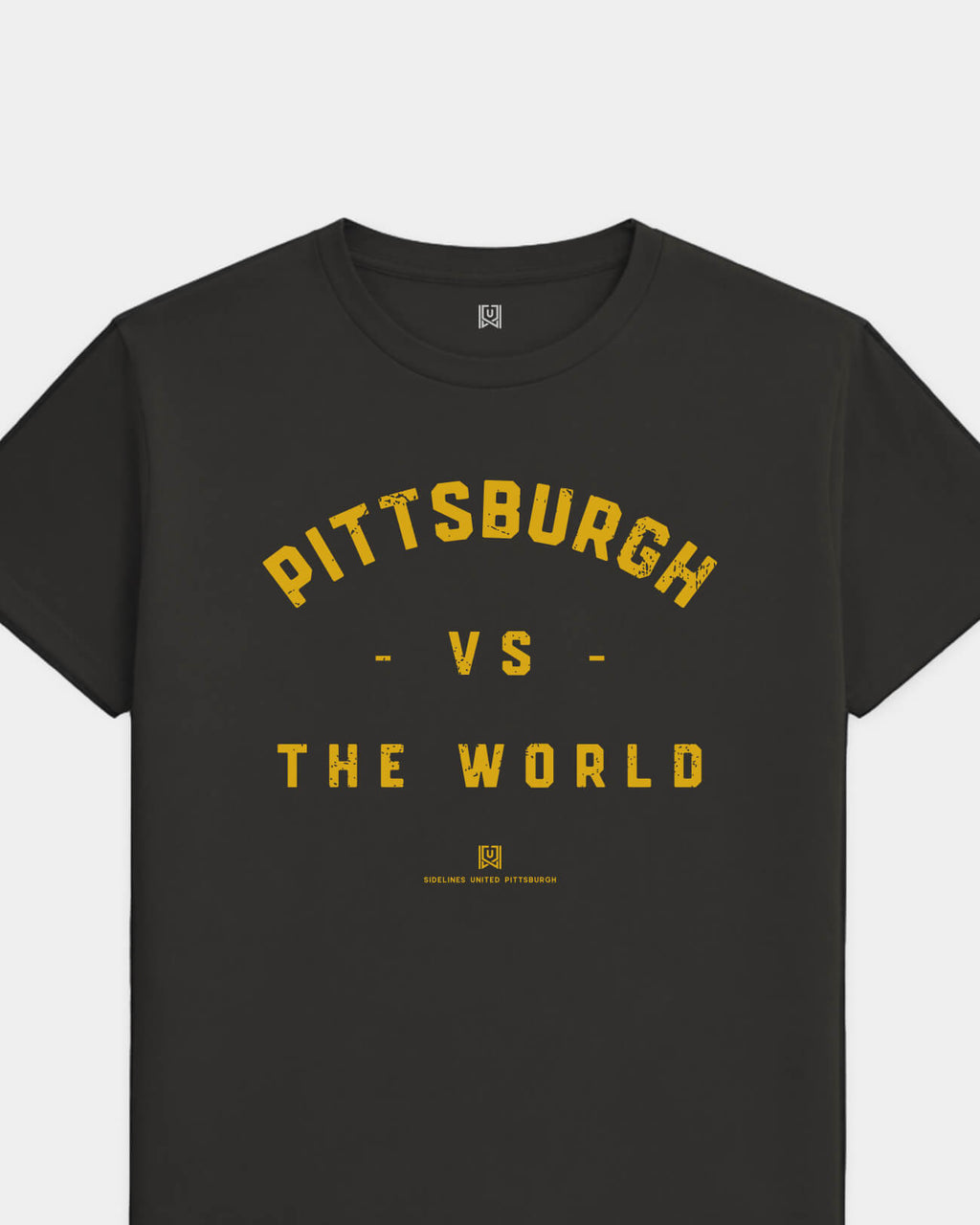 PGH VS the World Classic Tee - Washed Black / Gold - Flatlay
