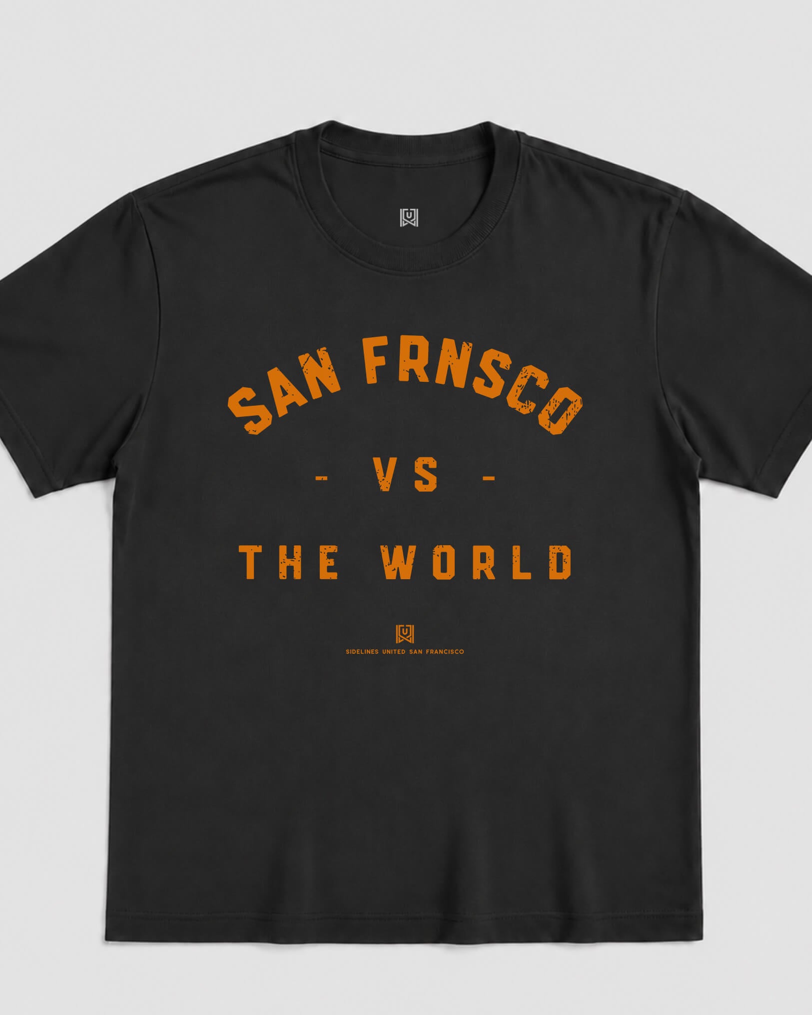 SF VS the World Classic Tee - Washed Black / Orange - Flatlay