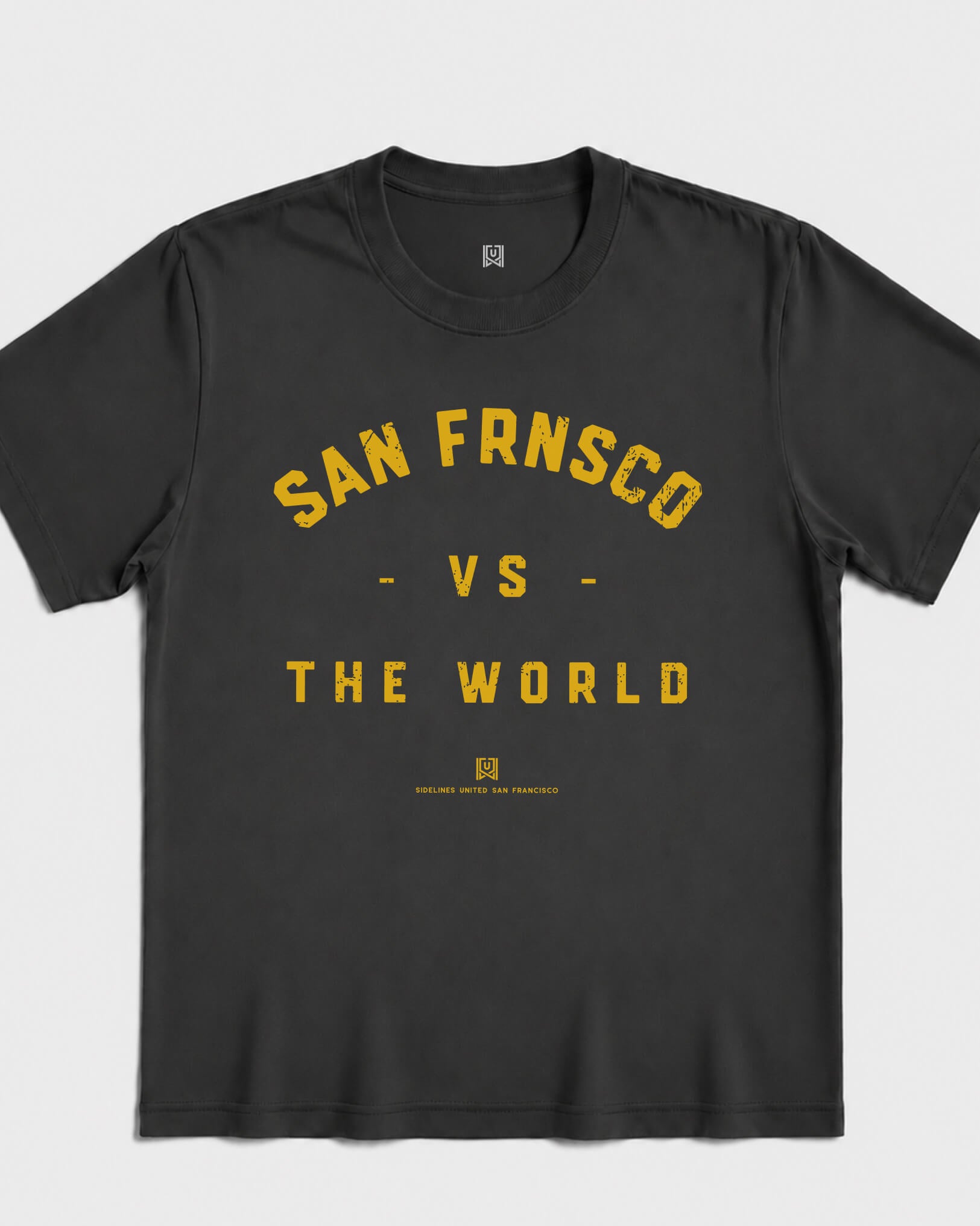 SF VS the World Classic Tee - Washed Black / Gold - Flatlay