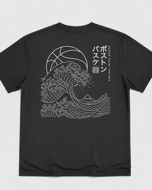 BOS Wave Tee - Washed Black / White - Flatlay