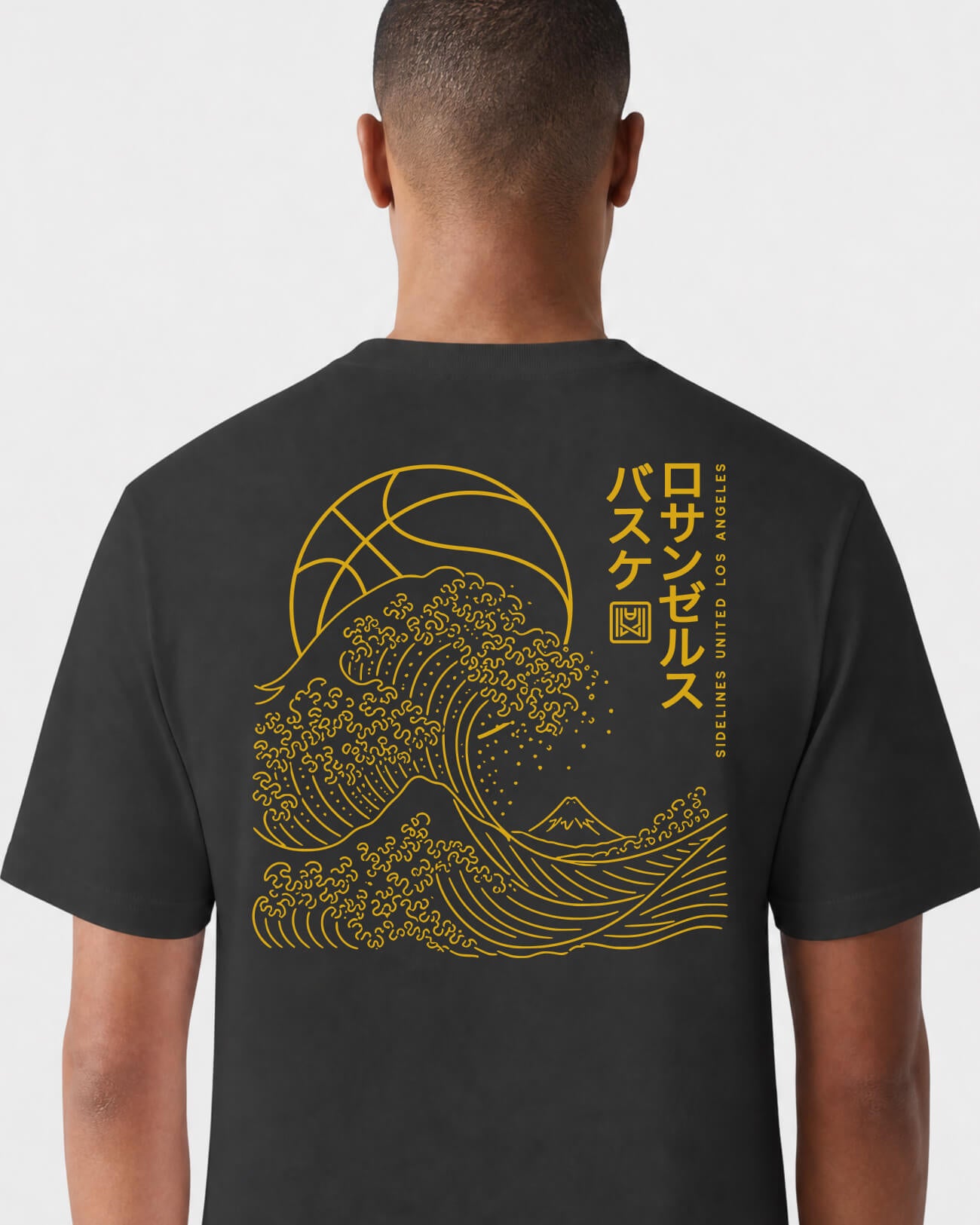 LA Wave Tee - Washed Black / Gold - Flatlay