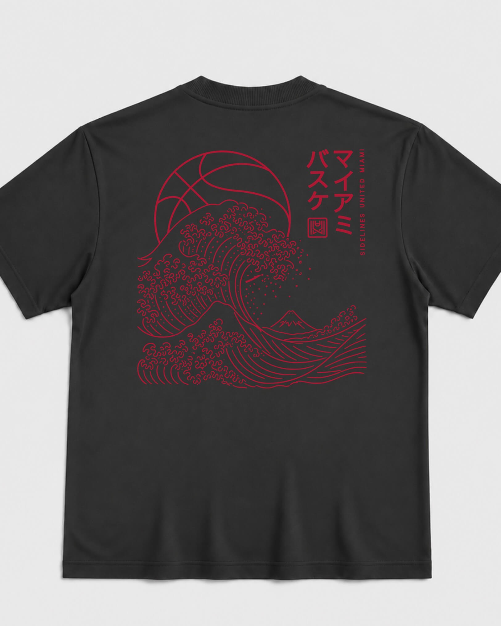 MIA Wave Tee - Washed Black / Red - Flatlay