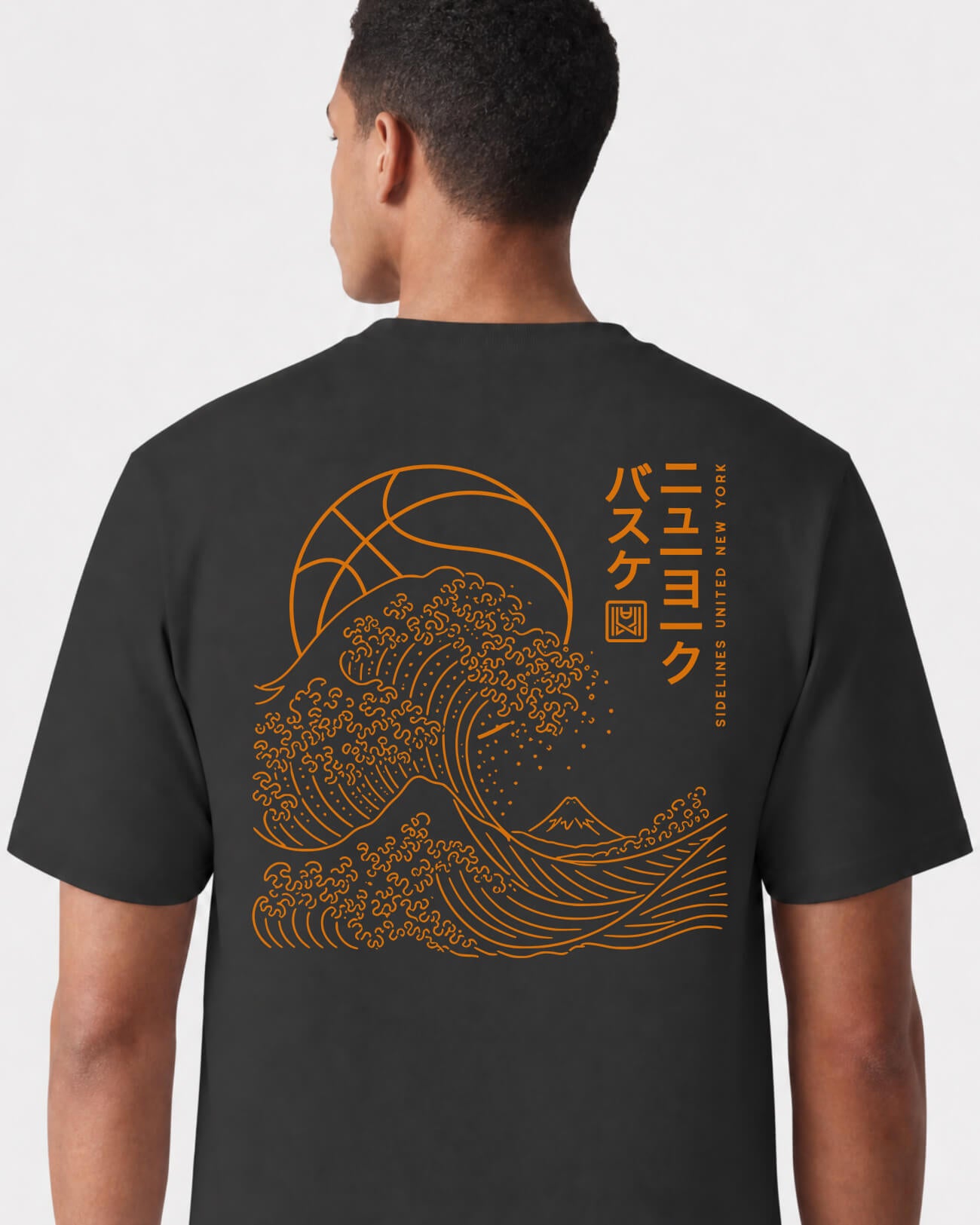 NY Wave Tee - Washed Black / Orange - Flatlay