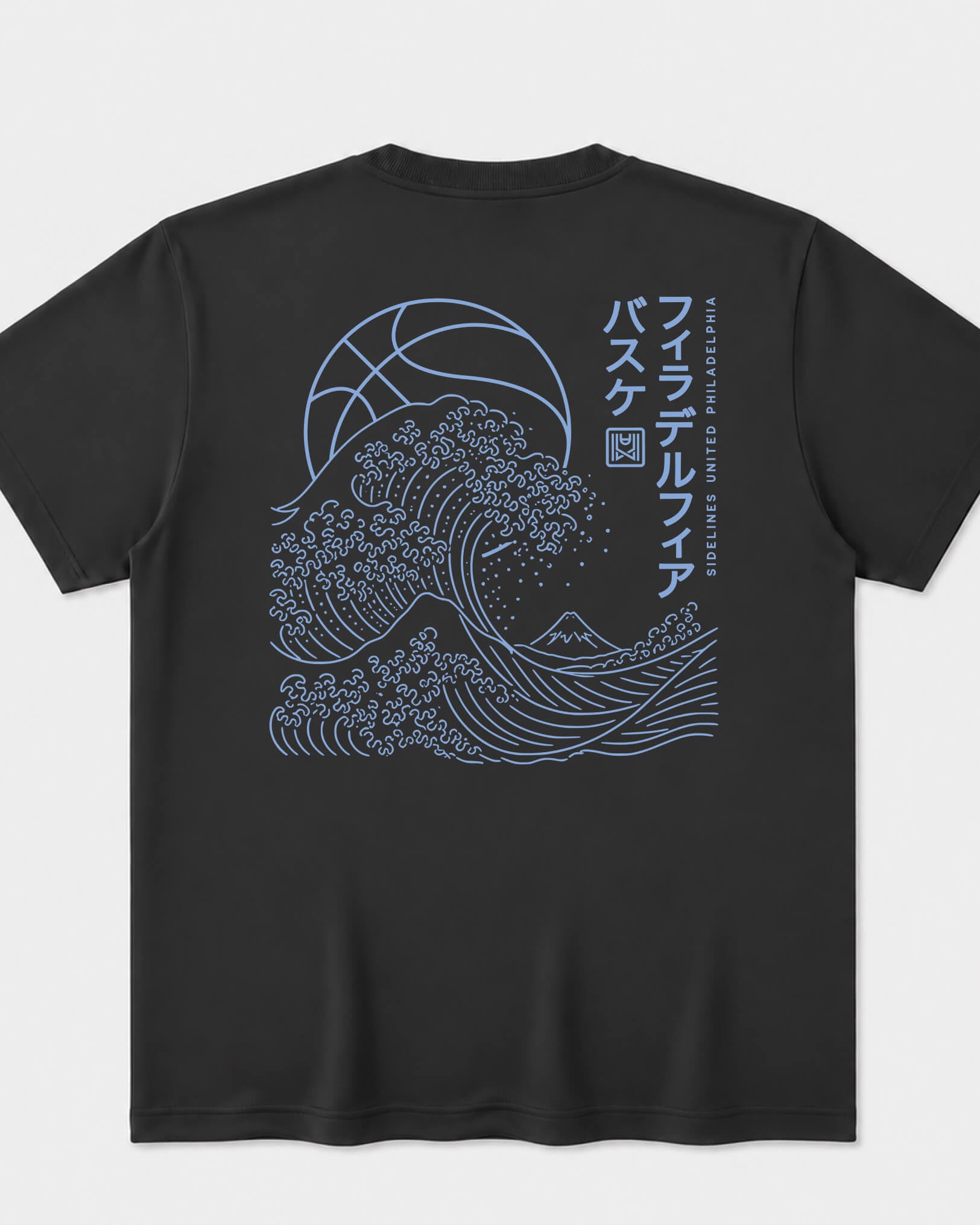 Philly Wave Tee - Washed Black / Blue - Flatlay