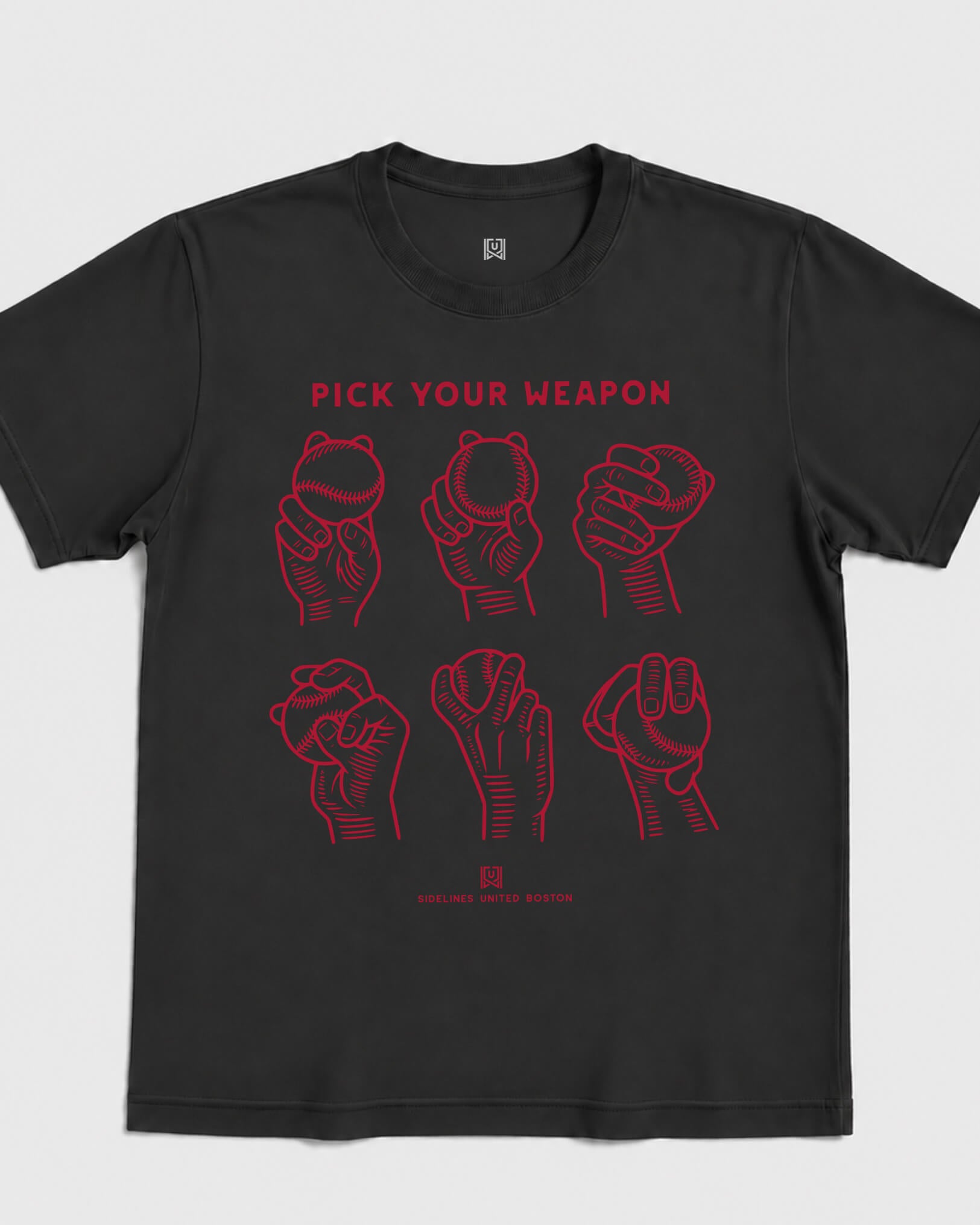 BOS Weapons Tee - Washed Black / Red - Flatlay