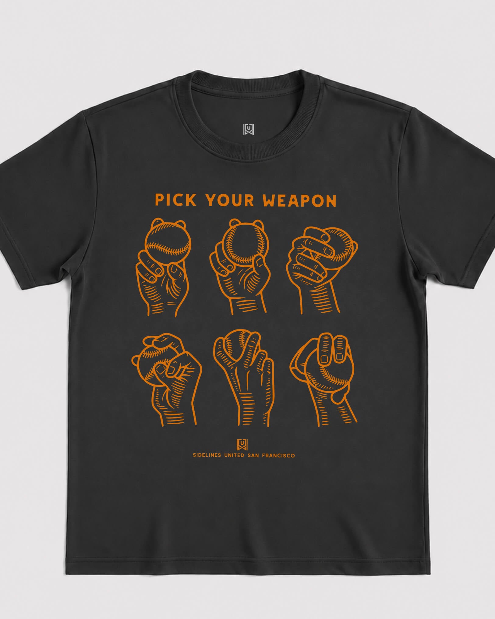 SF Weapons Tee - Washed Black / Orange - Flatlay