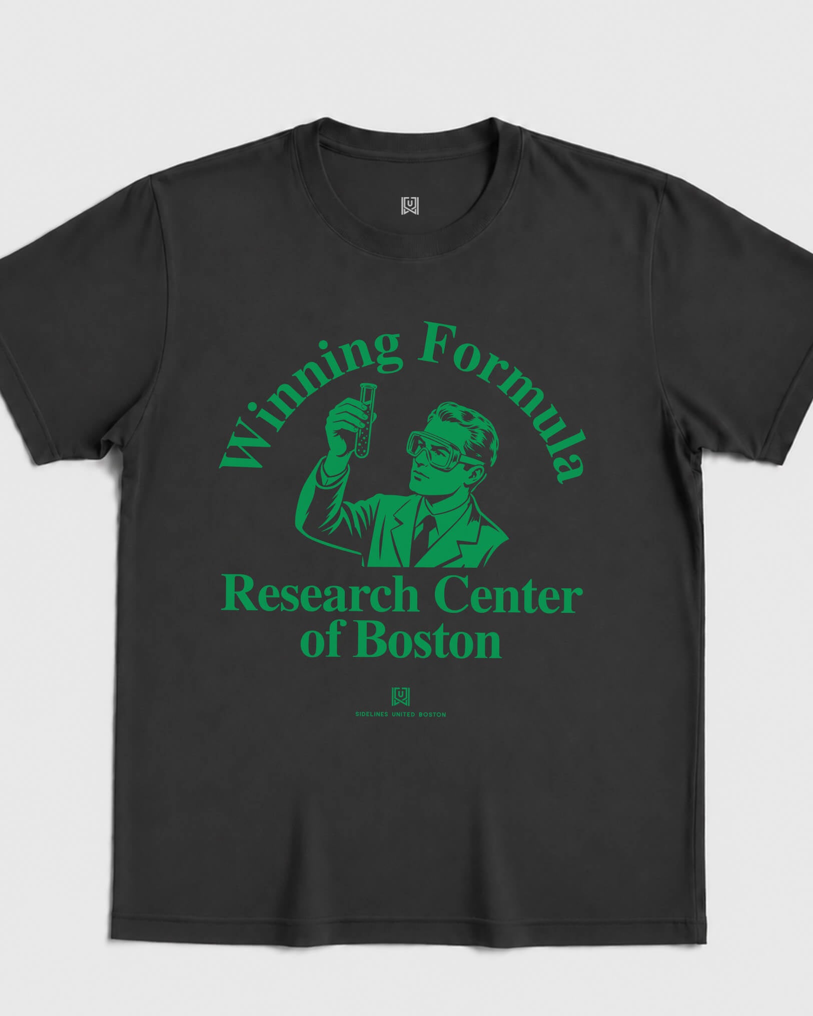 BOS Winning Formula Tee - Washed Black / Green - Flatlay