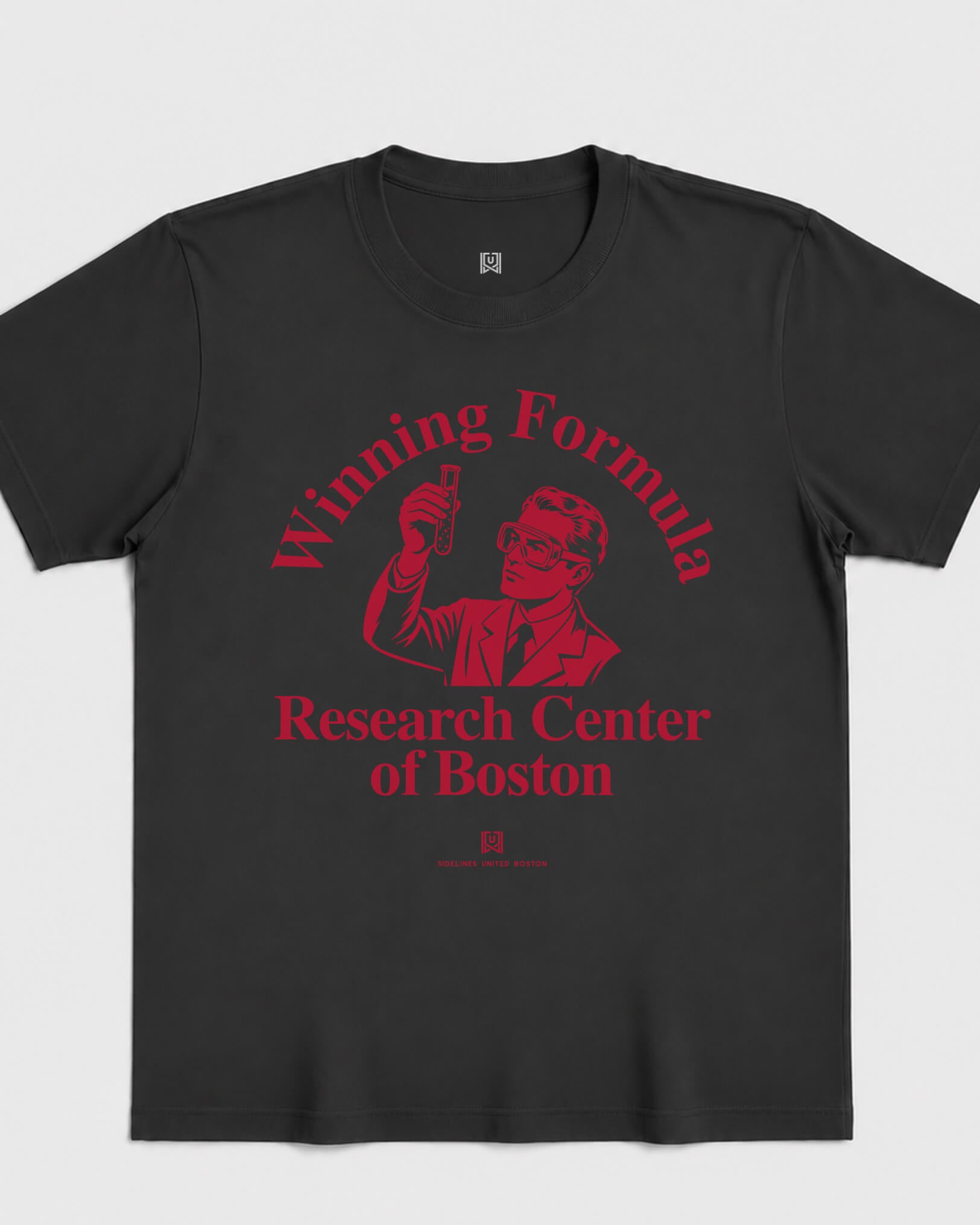 BOS Winning Formula Tee - Washed Black / Red - Flatlay