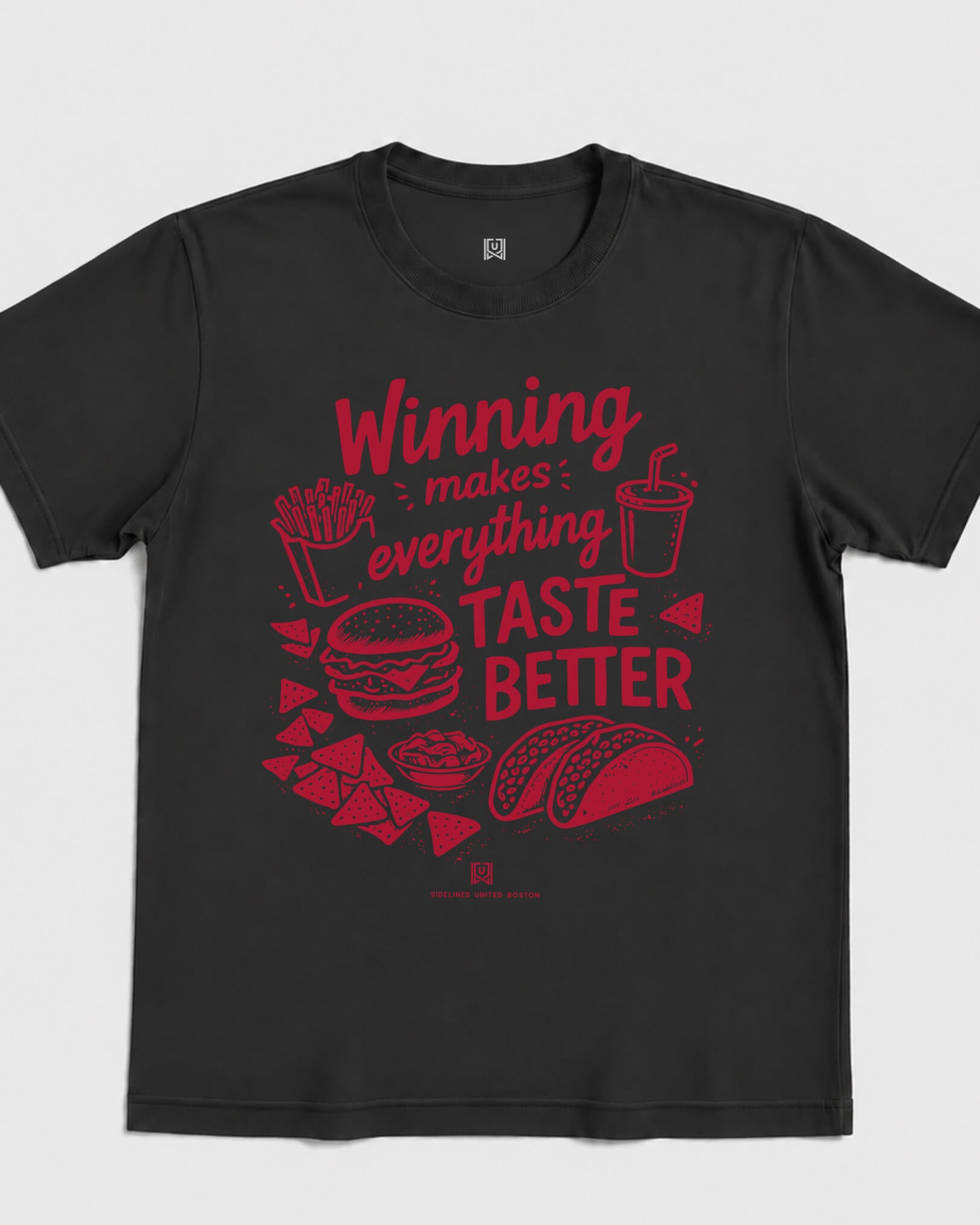 BOS Winning Tastes Better Tee - Washed Black / Red - Flatlay