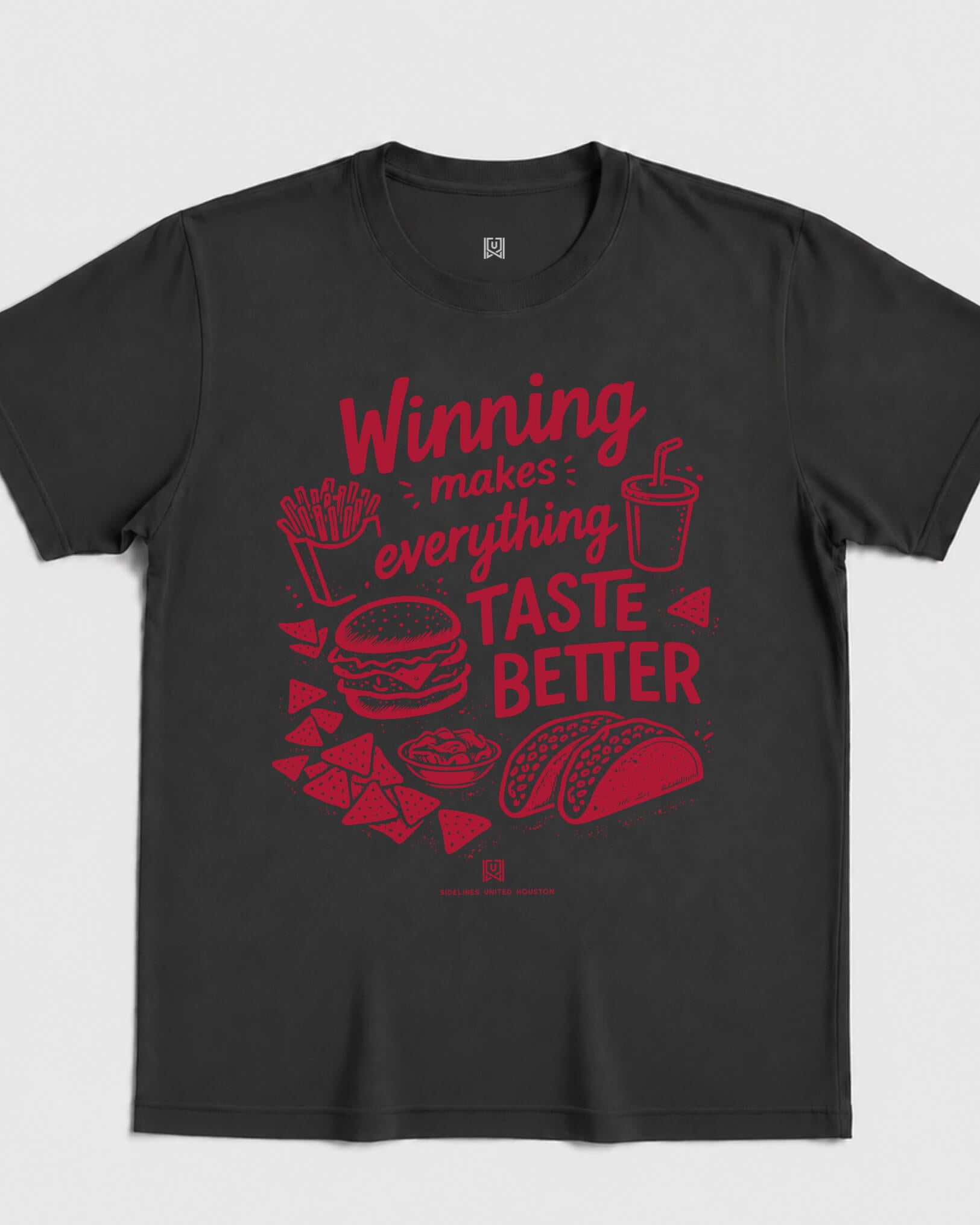 HOU Winning Tastes Better Tee - Washed Black / Red - Flatlay
