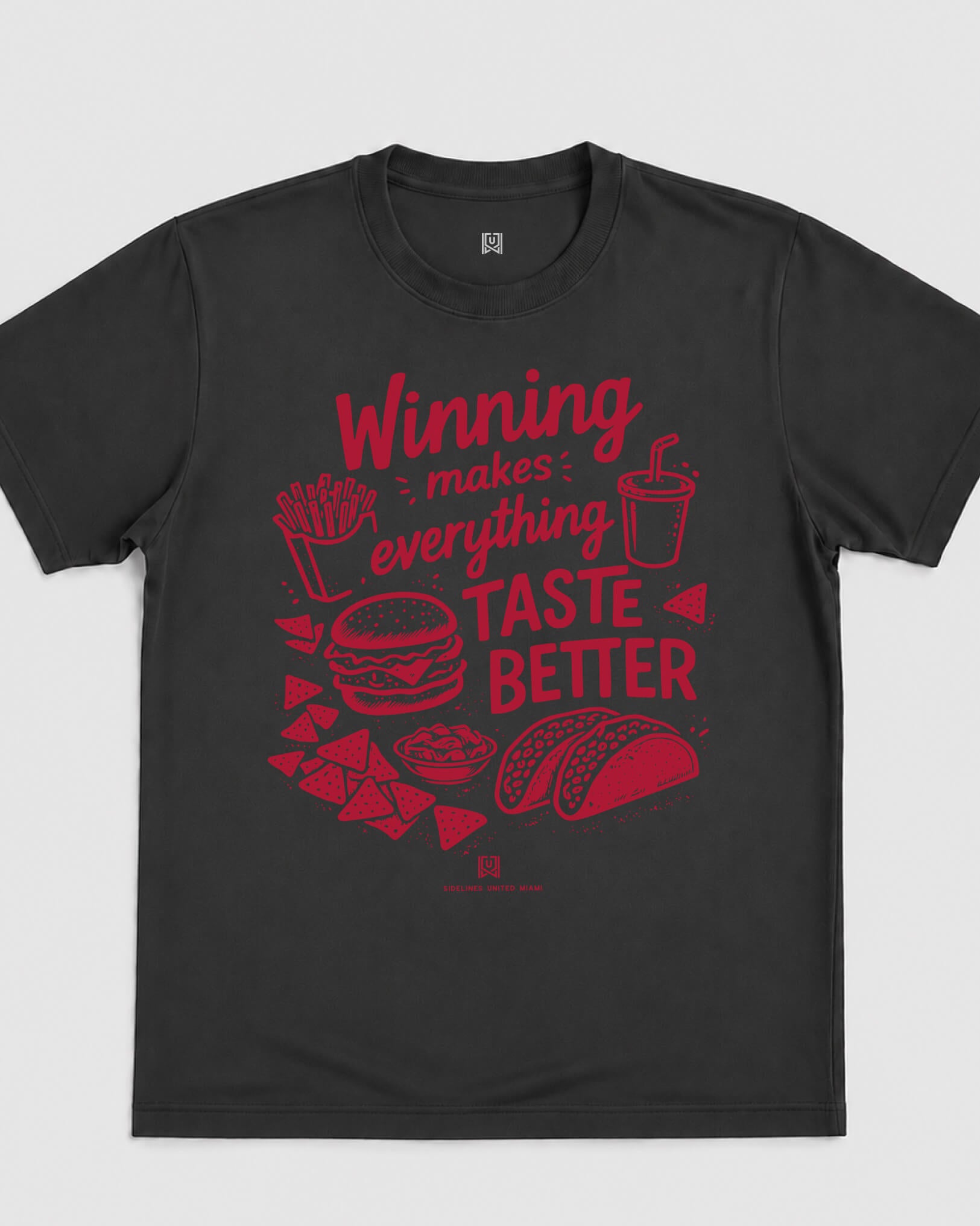 MIA Winning Tastes Better Tee - Washed Black / Red - Flatlay