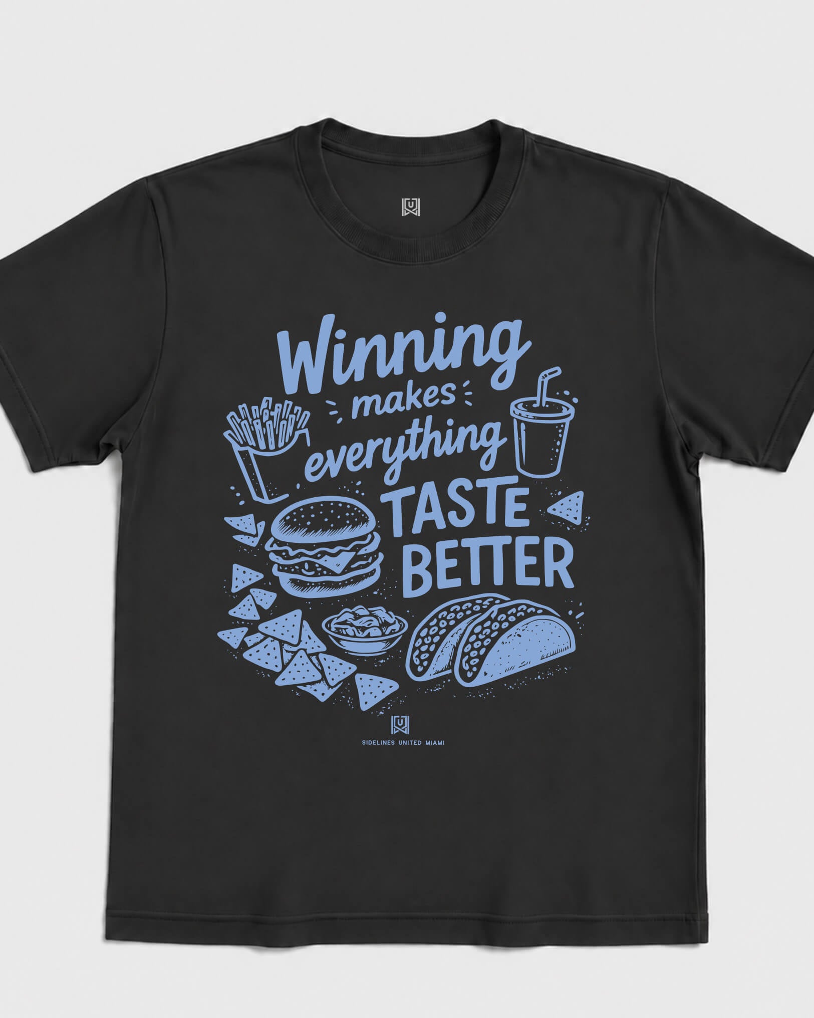 MIA Winning Tastes Better Tee - Washed Black / Blue - Flatlay