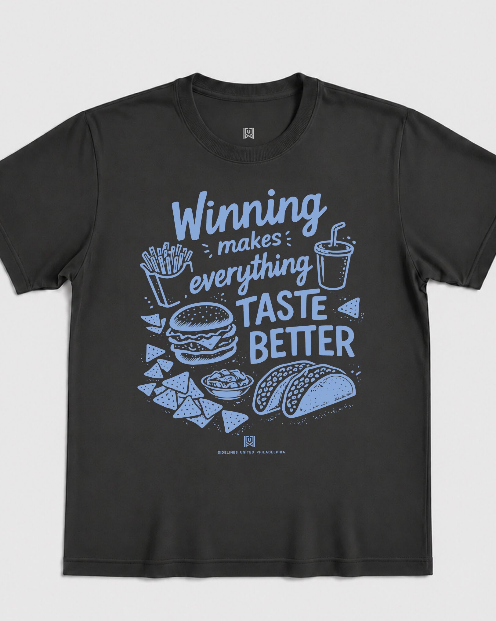 Philly Winning Tastes Better Tee - Washed Black / Blue - Flatlay